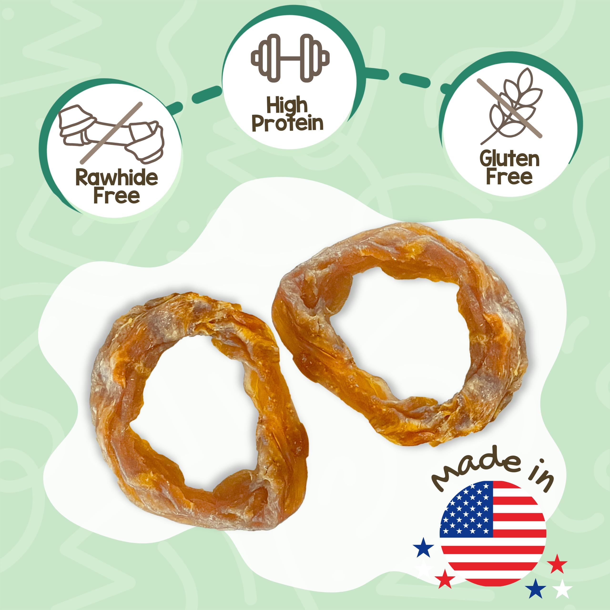 Nature Gnaws Anillos de tendón de pavo para perros (8 onzas) – Delicioso aperitivo de recompensa sin granos para razas pequeñas, medianas y grandes – Golosinas naturales de primera calidad para perros