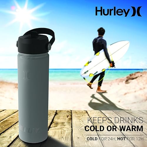 Miniatura 3 de Hurley Gradiant Candypop - Botella de agua aislada de acero inoxidable de 20 onzas, botella de agua de viaje para deportes y actividades al aire