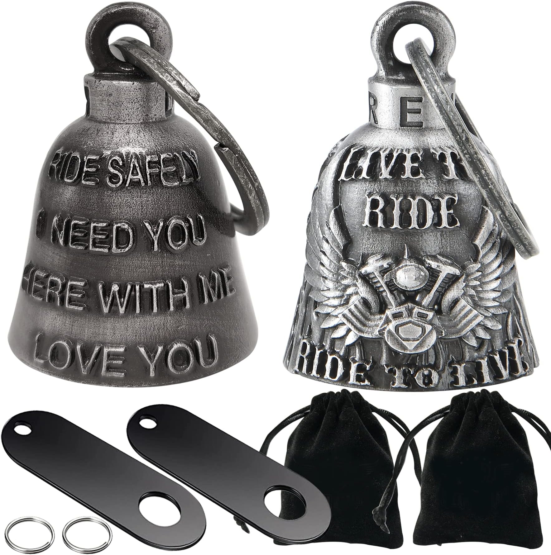 Dream Apparel 2 Pack Motorcycle Bells Guardian Angel for Biker Rider Men Women Ride Riding with Hangers, Drive Away Gremlins