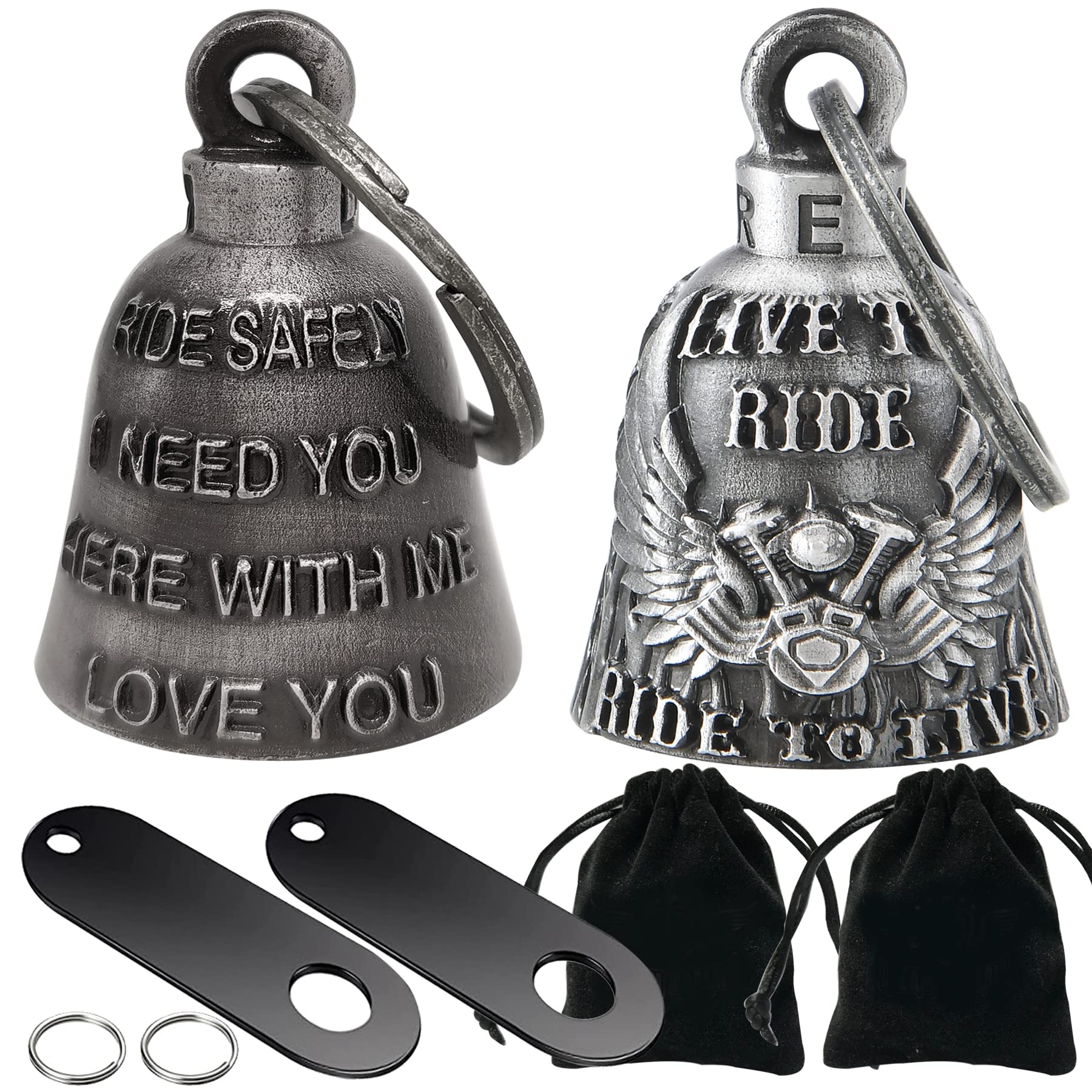 Dream Apparel 2 Pack Motorcycle Bells Guardian Angel for Biker Rider Men Women Ride Riding with Hangers, Drive Away Gremlins
