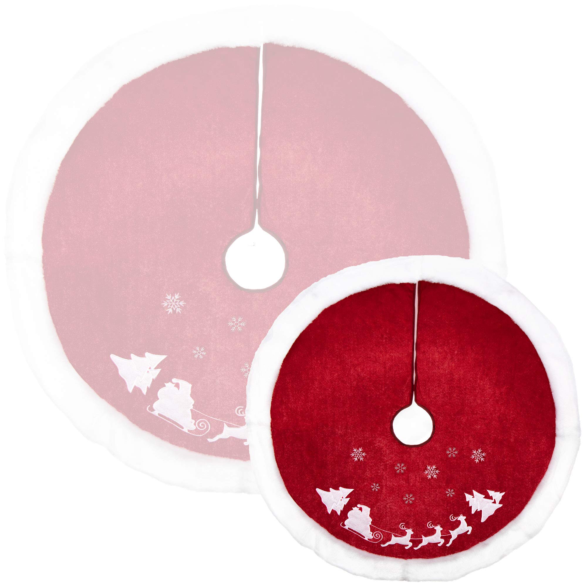 Weihnachtsbaumdecke 122cm Rund - Baumwoll-Leinen Mix Mit Weihnachtsmotiv