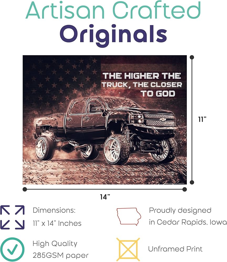Amazon.com: Inspirational Wall Art Co. - Higher The Truck The