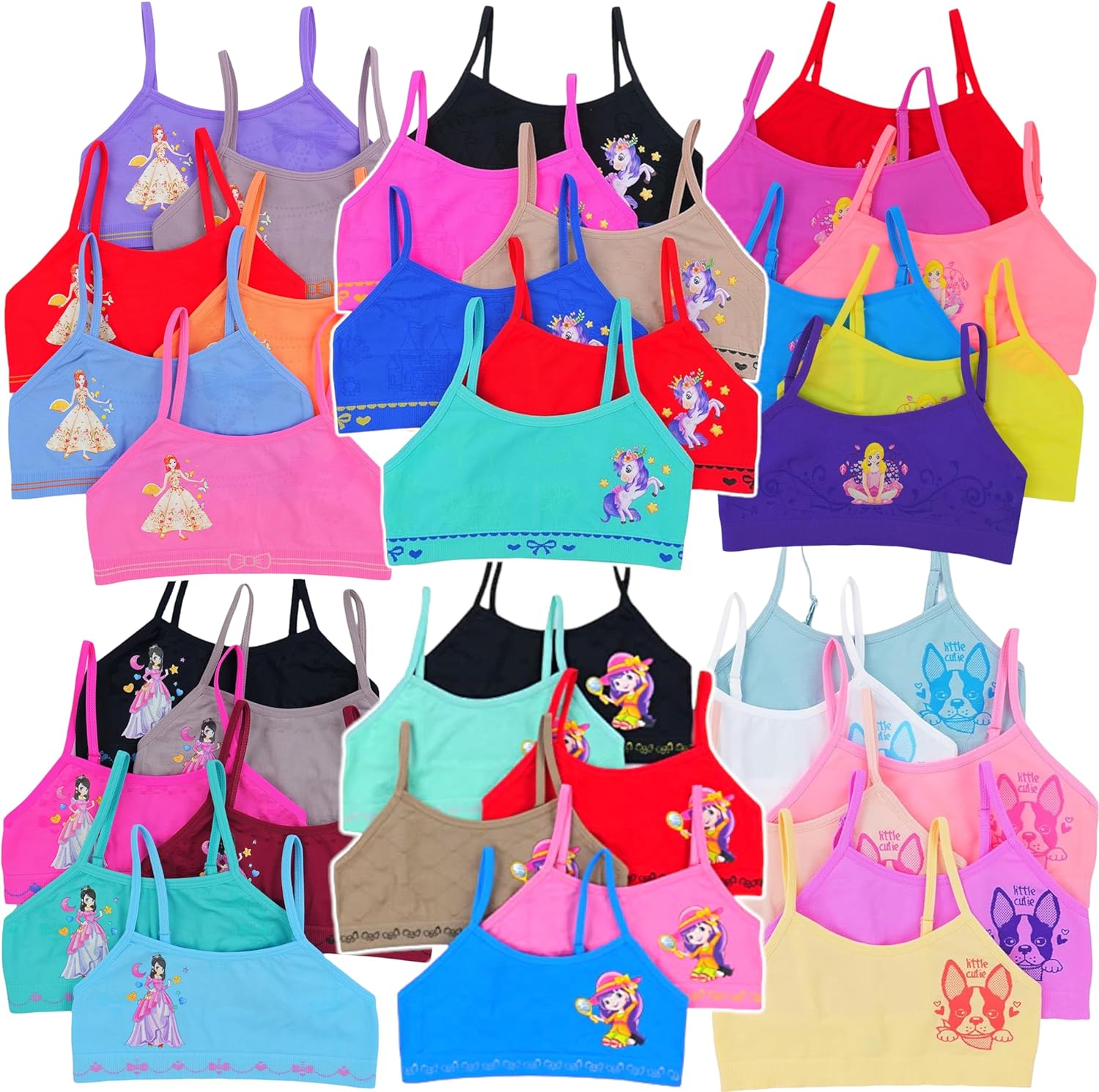 ToBeInStyle Girls' Pack of 6 Random Assorted Print Racerback or Cami Training Bras Tops - Image 4