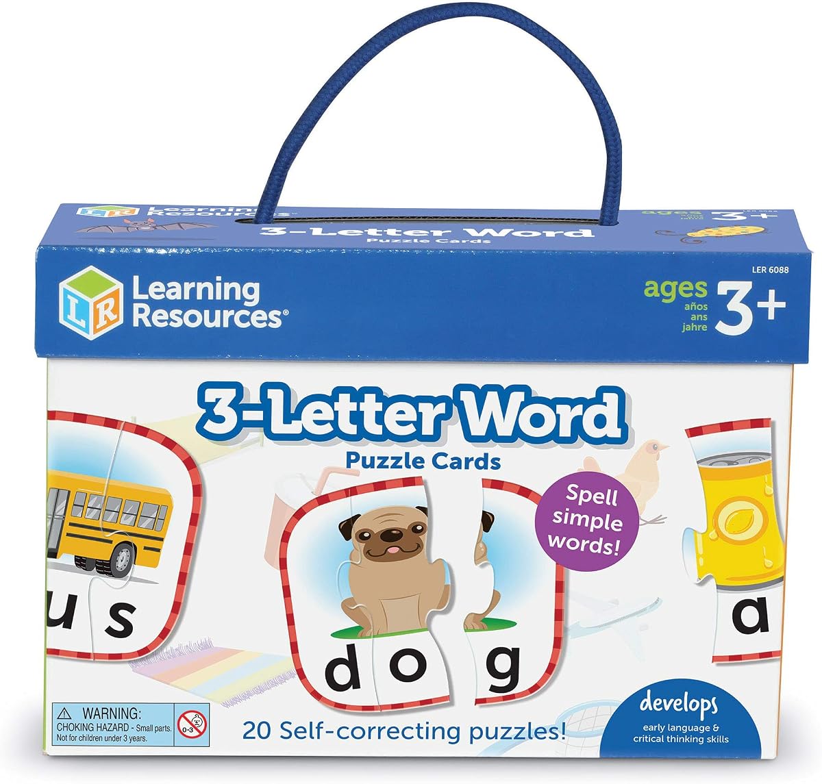 Tarjetas de rompecabezas de palabras de 3 letras, preparación para el jardín de infantes, rompecabezas autocorrectivos, edades 3+