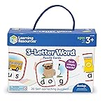 Learning Resources 3-Letter Word Puzzle Cards, Kindergarten Readniness, Self Correcting Puzzles, Ages 4+, Multi