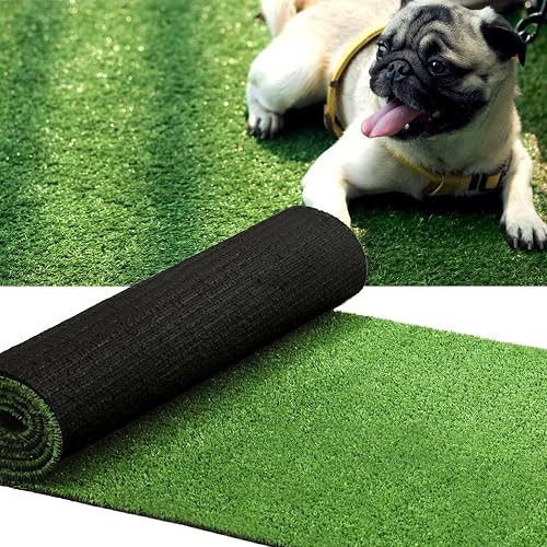 Artificial Grass Turf 0.4 Inch 4FTX6FT Synthetic Grass Mat Fake Grass Indoor Outdoor Rug Grass Carpet Custom Sized for Garden Lawn Landscape Balcony