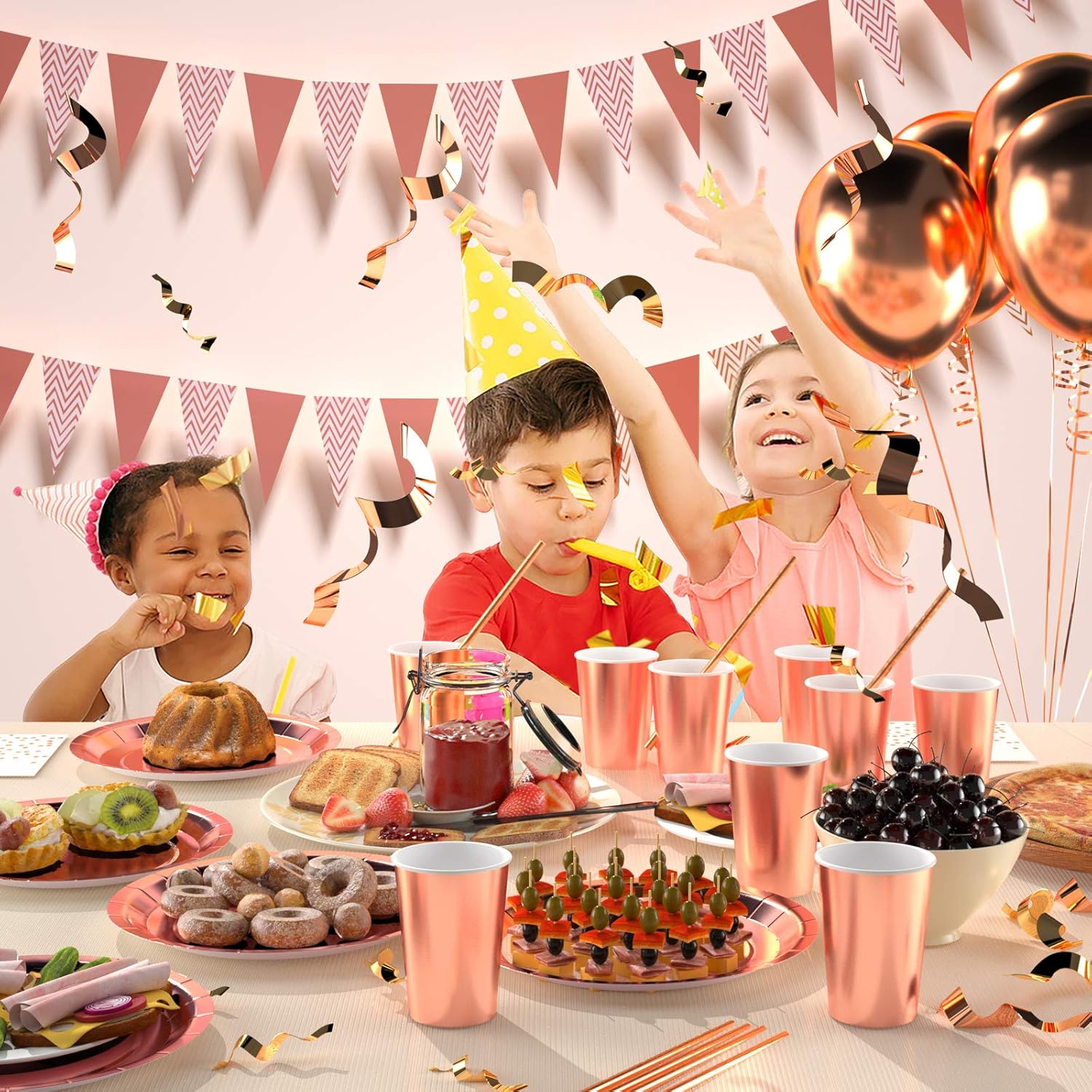 Blасk Frіdау - 70% оƒƒ VAINECHAY 146Pcs Rose Gold Party Supplies Set Paper Party Plate Disposable Tableware Pink Birthday Plates Cups Napkins Straws Sets for 25 Guest Baby Shower Girls Wedding Anniversary