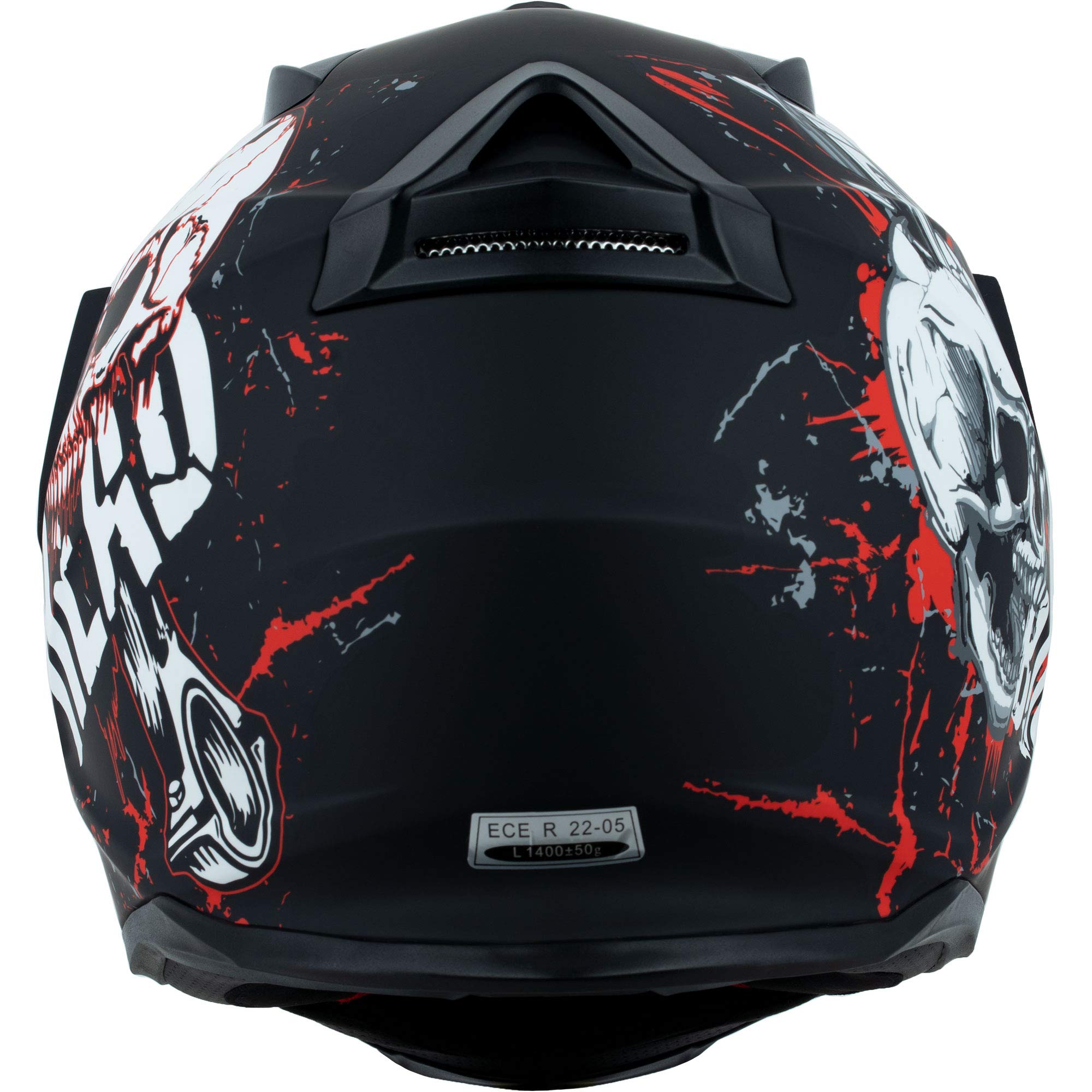 Broken Head Bone Crusher Motocross-Helm Rot mit Visier - Enduro MX Cross-Helm - Motorradhelm mit Sonnenblende