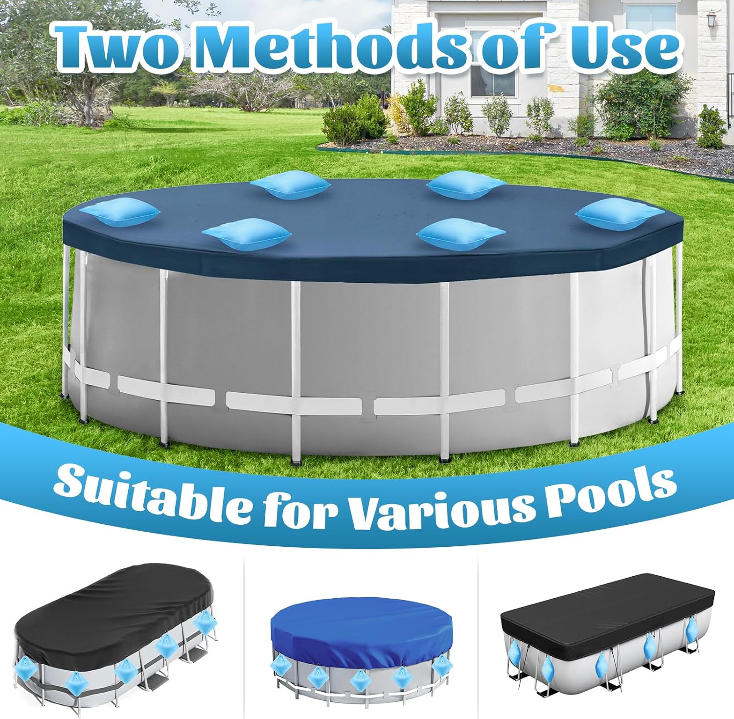 20 Pack Pool Cover Weights with Hooks,Heavy Duty Winter Pool Cover Hanging Bags,Leakproof Pool Tarp Weights for Above Ground Pools