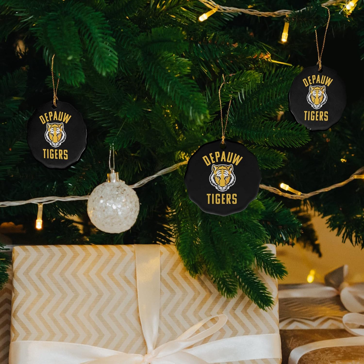 GRAPHICS & MORE DePauw University Tigers Logo Porcelain Scalloped Holiday Christmas Tree Ornament - 2.8" (7.1 cm) - Image 7