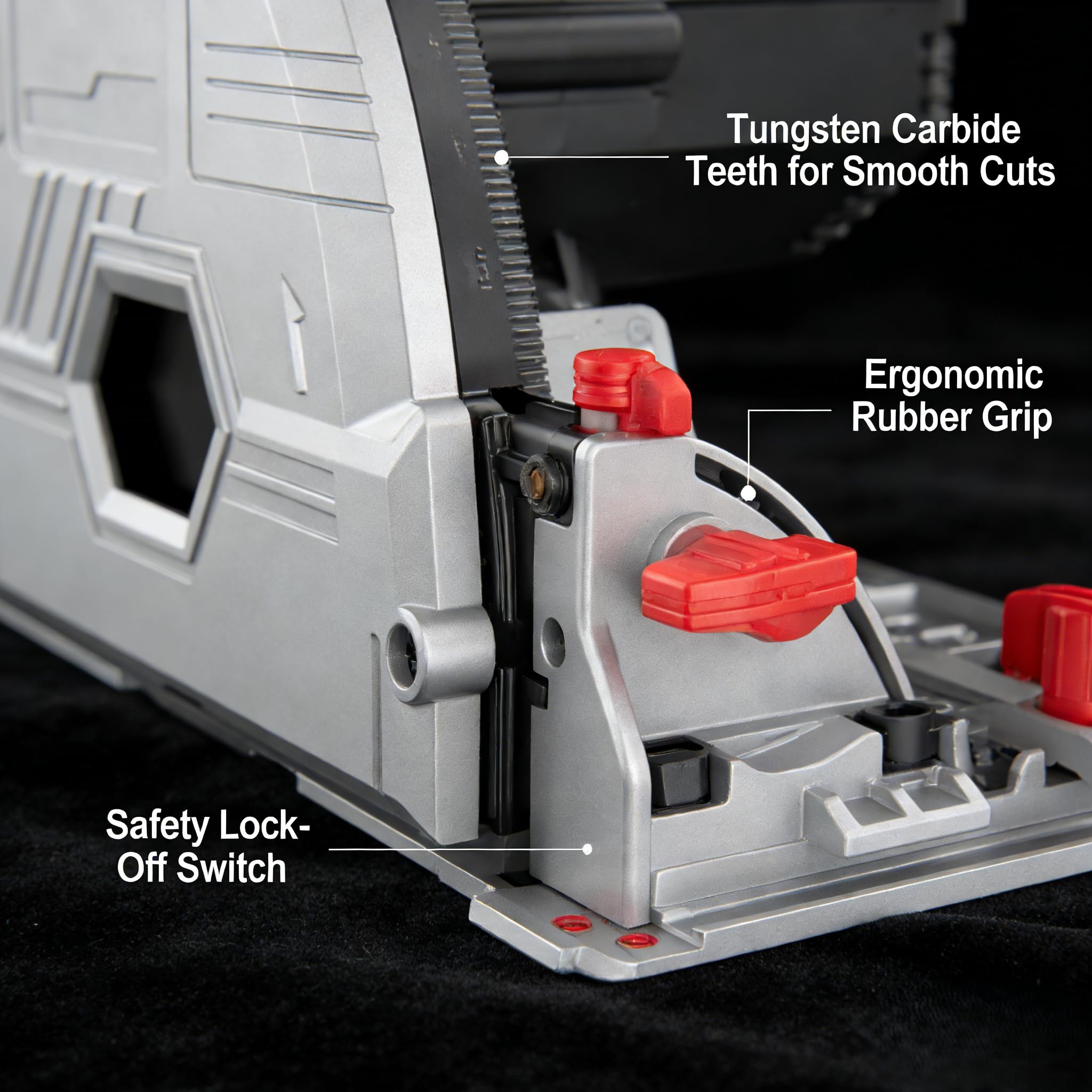 Sega circolare sommergibile a batteria, 1200 W, con guida da 1,4 m, sega circolare a mano, taglio a 45°, diametro 165 mm, 40 denti, sega circolare a mano, 5000 giri/min, profondità di taglio 57 mm