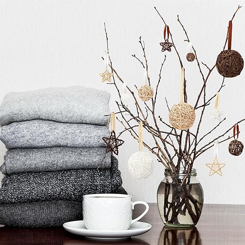 Miniatura 6 de Chunful 22 bolas decorativas de mimbre de ratán para cuencos, rellenos de jarrones para centros de mesa, rellenos para decoración del hogar, bolas