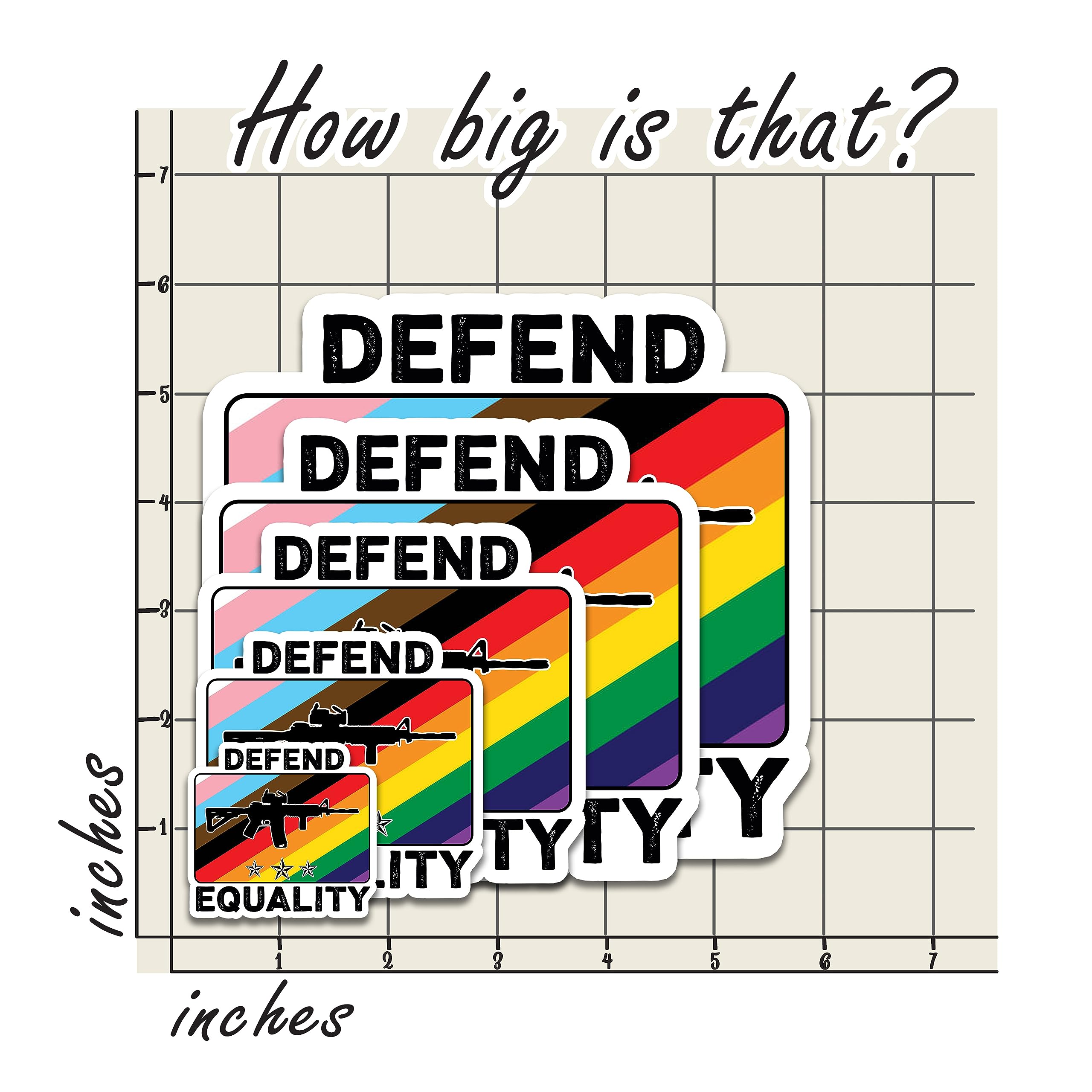 Defend Equality Sticker 3-Pack S - LGBT Pride Progress Flag With Rifle ...