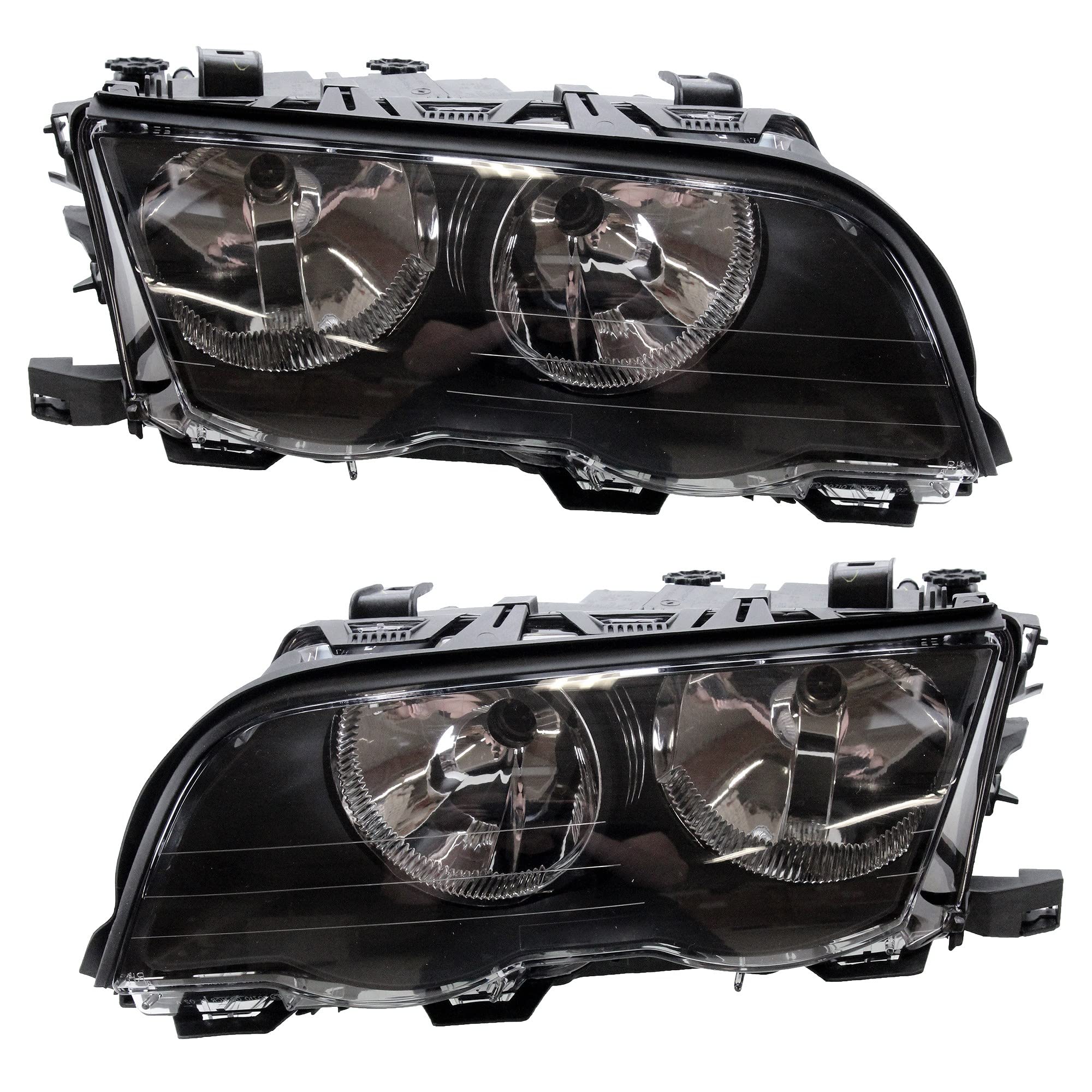 BESTPRICE 2x fari anteriori sinistro + destro lente trasparente H7 FF - Fari con servomotore per il livellamento dei fari, compatibili con BMW 3 (E46), 3 Touring (E46)