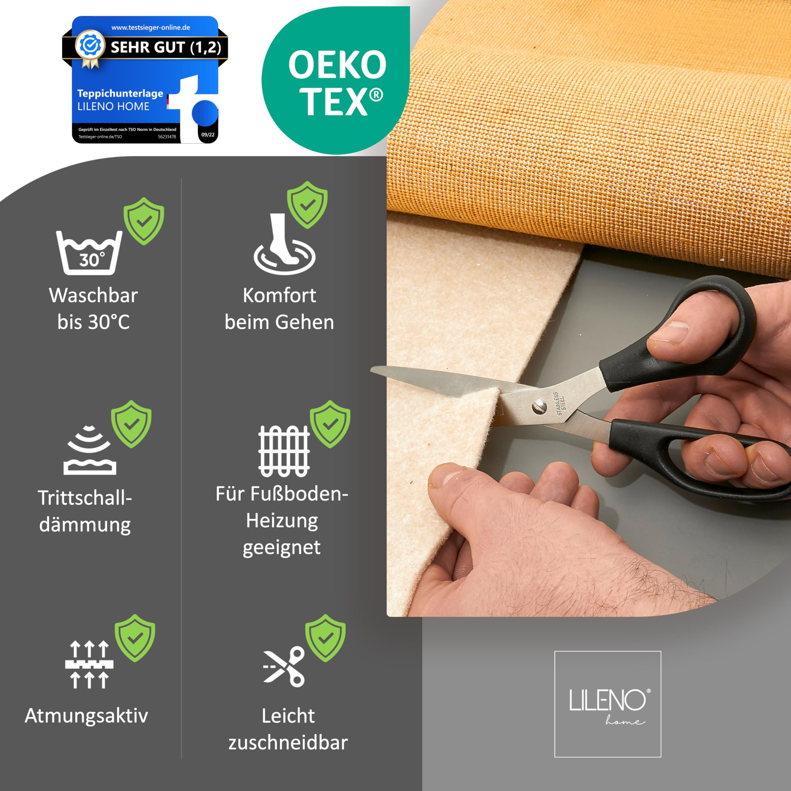 Tappeto Antiscivolo LILENO HOME - 240x340 Cm Per Tutti I Pavimenti - Foto 4