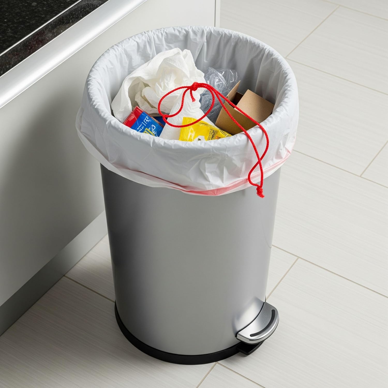 EcoQuality Trash Bags - 13 Gallon White Tall Kitchen Garbage Bags 200 Count, Drawstring Strong, Multipurpose, White Bags for Trash Can, Garbage Bin