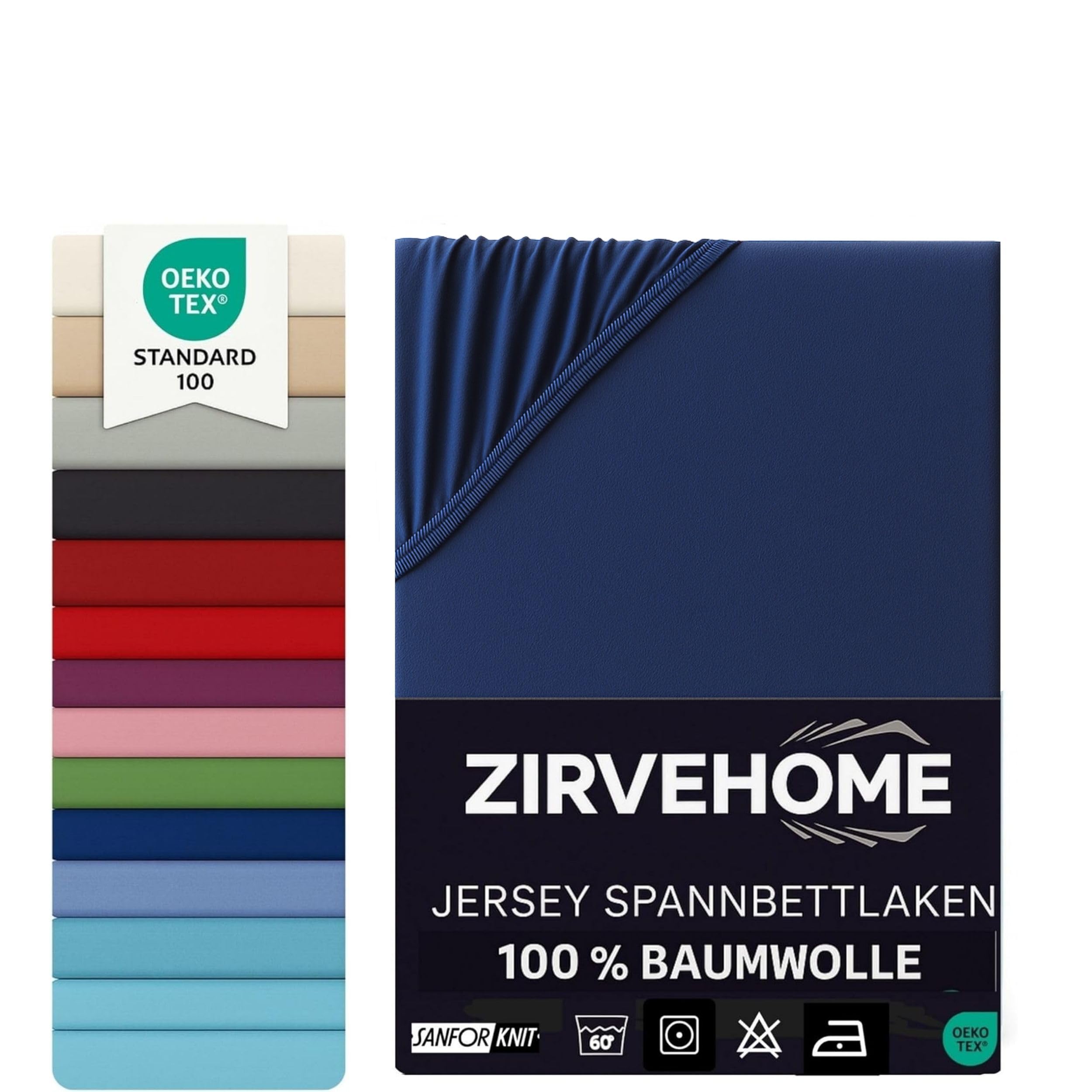 Drap-housse 140 x 200 - 160 x 200 cm - En jersey 100 % coton - Drap de lit confortable pour matelas jusqu'à 30 cm de hauteur - Couleur bleu marine