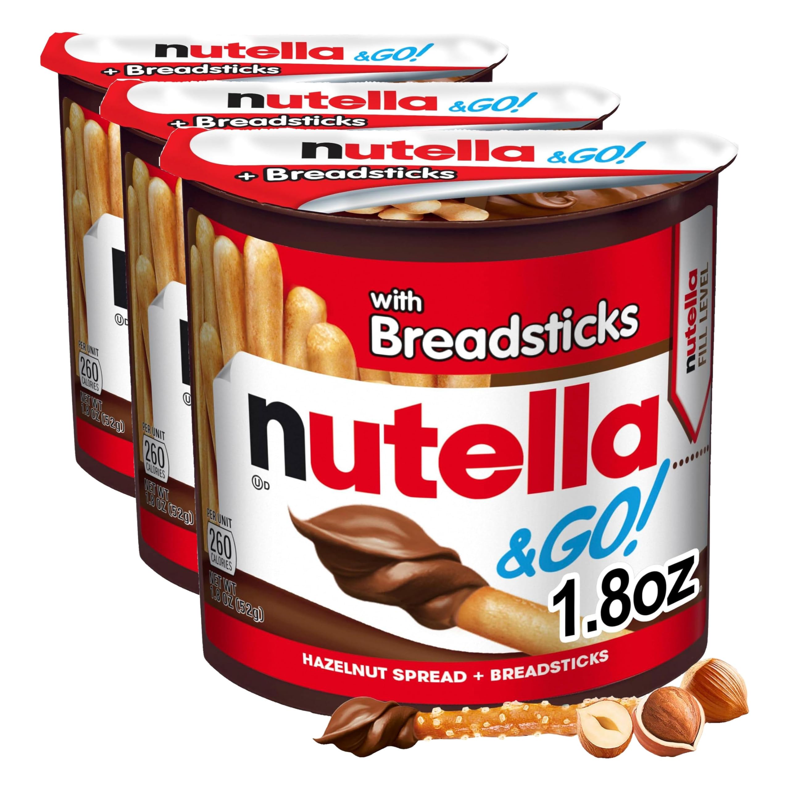& GO! Hazelnut And Cocoa Spread With s by Nutella – 1.8 Ounce (Pack of 3), Pack of 3, Model 009800800056