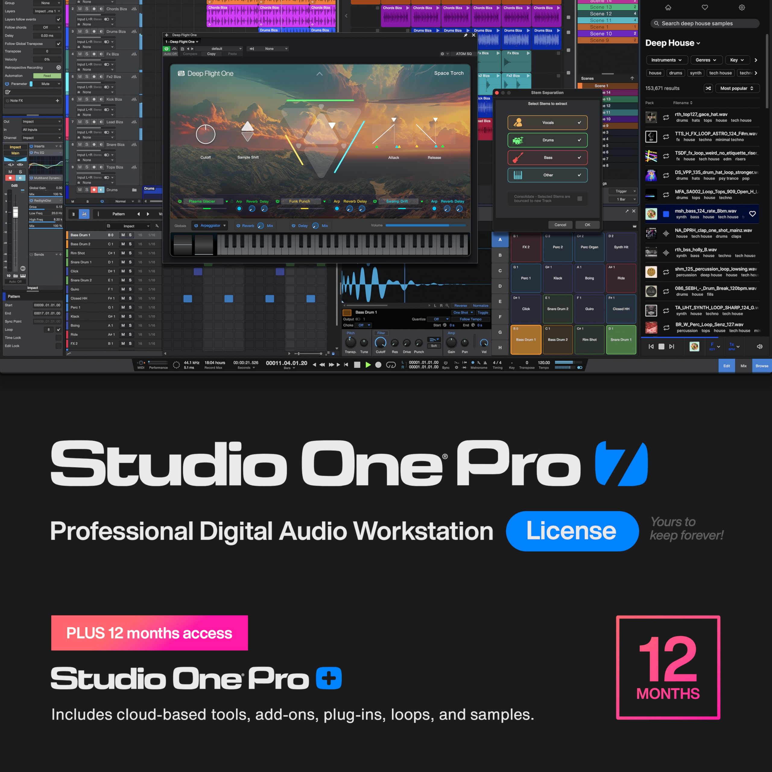 Studio One Pro 7 Perpetual License & 12 Months Studio One Pro+ Access Key — Music Production Recording DAW Software with Extra Access to 100GB Cloud Storage, Plug-Ins, Mix Effects, Loops & Samples