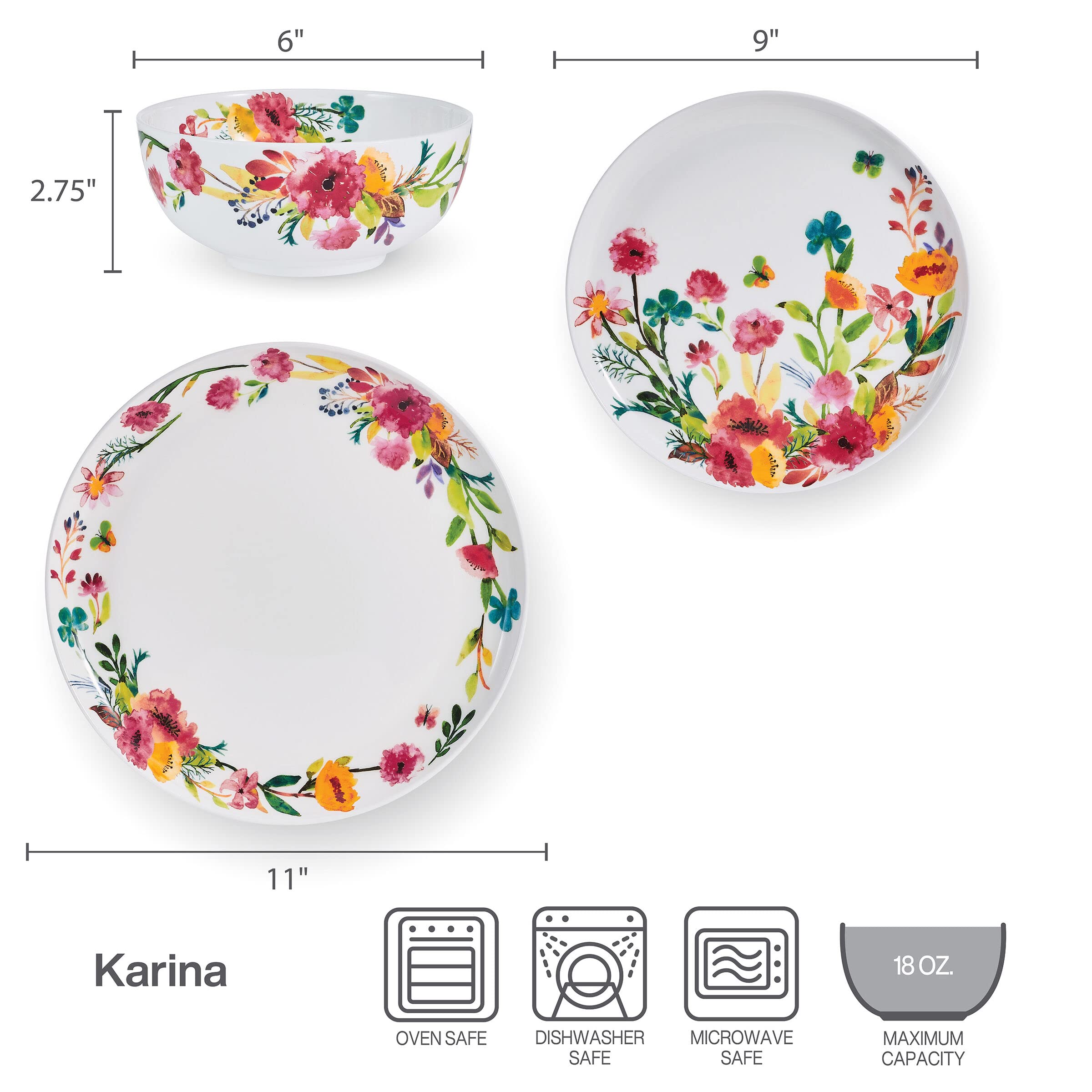 Mikasa Karina - Juego de vajilla resistente a las astillas de 12 piezas, servicio para 4 personas
