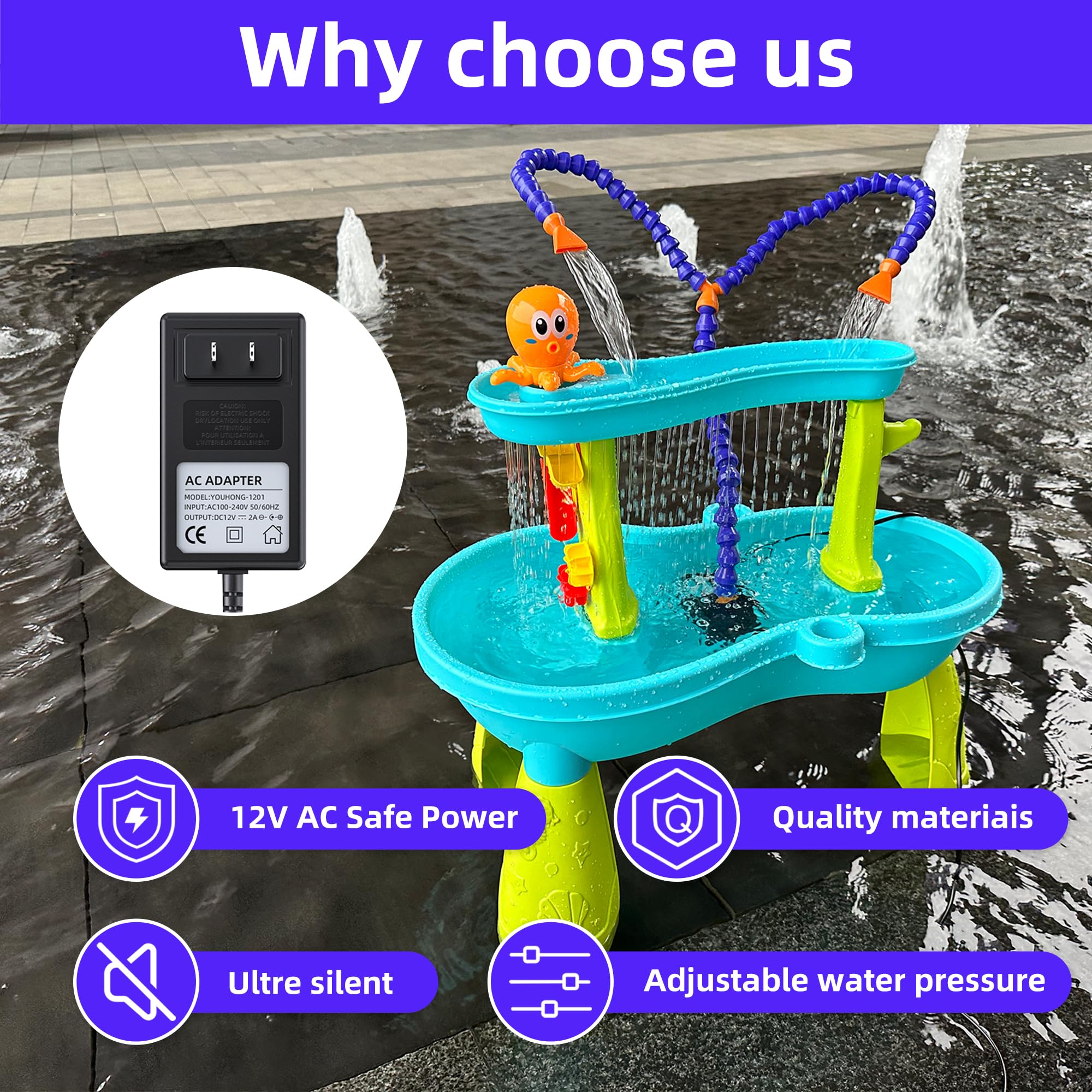 FREESEA Water Table Pump for Kids?DC 12V 25W Summer Outdoor Water Table Game Toys Accessories