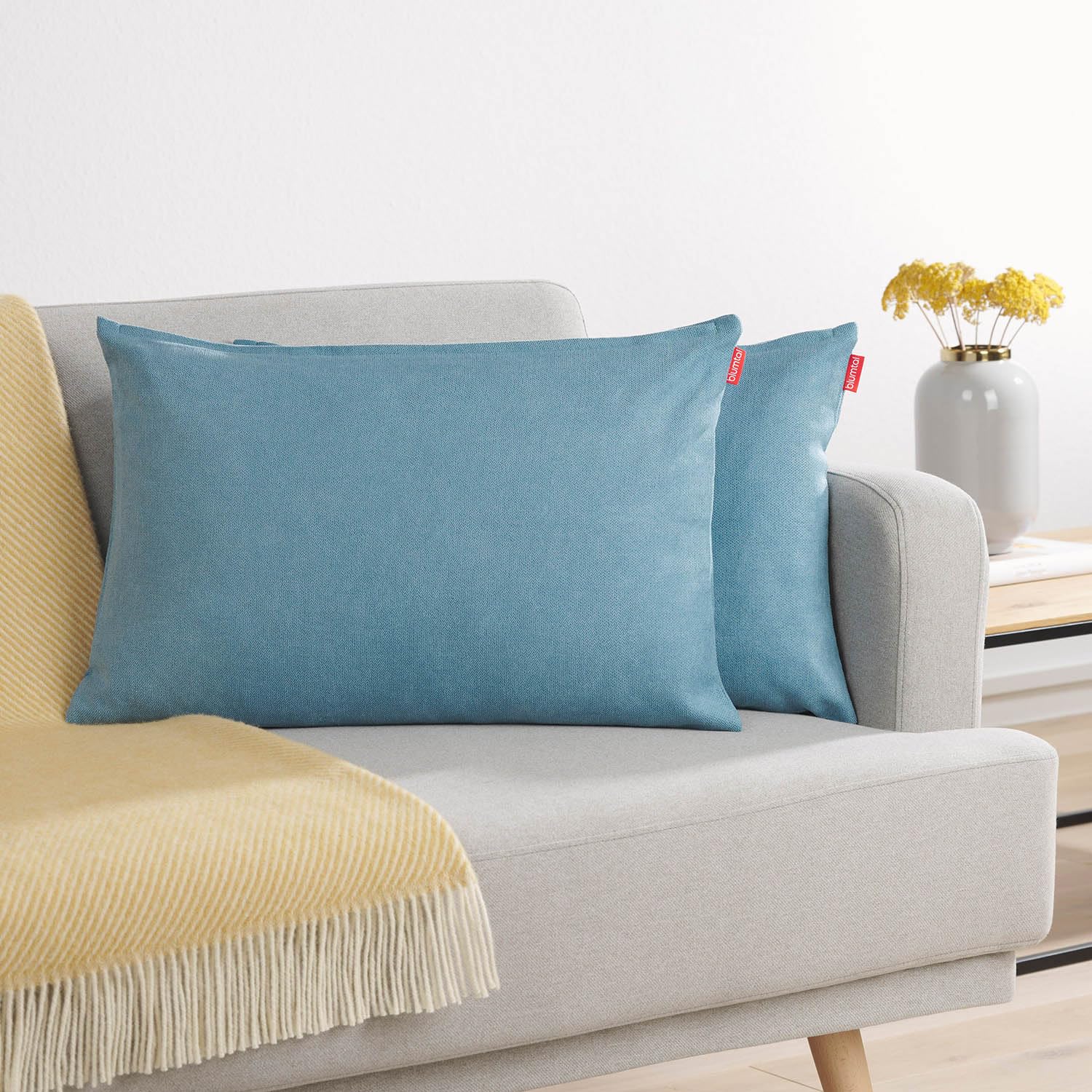 Blumtal Federe Cuscini Divano in Ciniglia, Copricuscini Divano, Federe Cuscino Divano, 2 Pezzi, 30 x 50cm, Blue