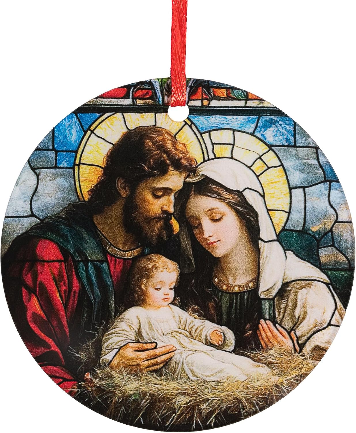 Holy Family Nativity Stained-Glass Style Acrylic Ornament – Traditional Catholic & Christian Christmas Decor, Religious Decorative Hanging Ornaments for Tree Holy Family Nativity Stained-Glass Style Acrylic Ornament – Traditional Catholic & Christian Christmas Decor, Religious Decorative Hanging Ornaments for Tree