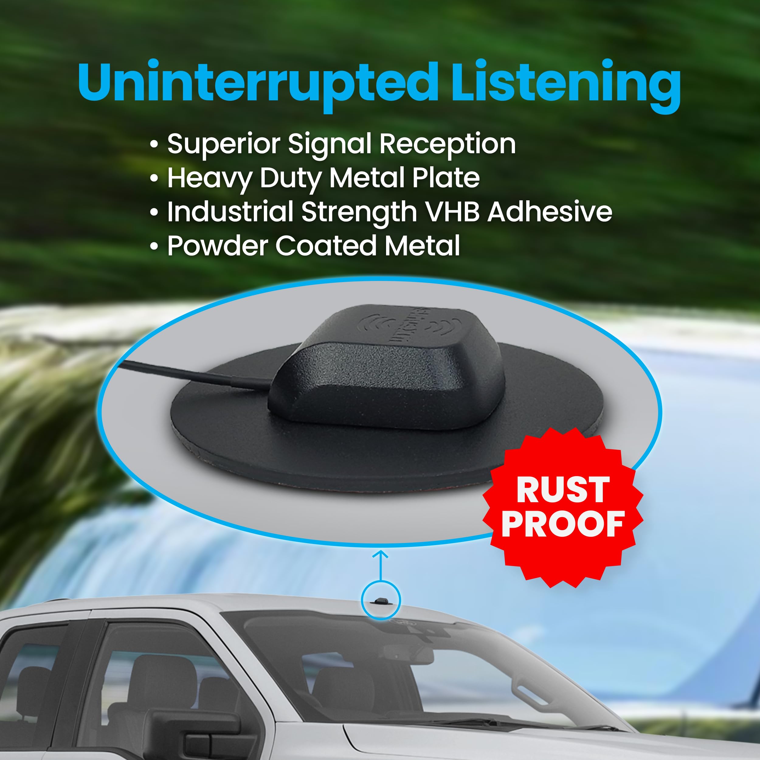 SRS Satellite Radio Superstore- SiriusXM Satellite Radio All-Surface Antenna Kit- Perfect for Aluminium, Glass, Plastic, Wood & Other Non-Metallic Surfaces- Includes NGVA3 Antenna