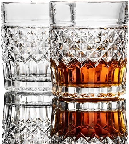 Miniatura 2 de Vasos de whisky de cristal, juego de 4 vasos de vidrio de prestigio (9.5 onzas, 9.5 fl oz) para whisky, escocés y bourbon, vasos brillantes de rocas