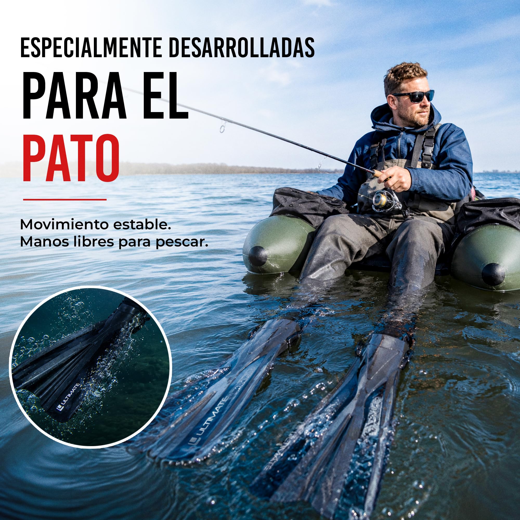 Ultimate Bellyboat Aletas - Talla Universal - Aletas para Pato De Pesca