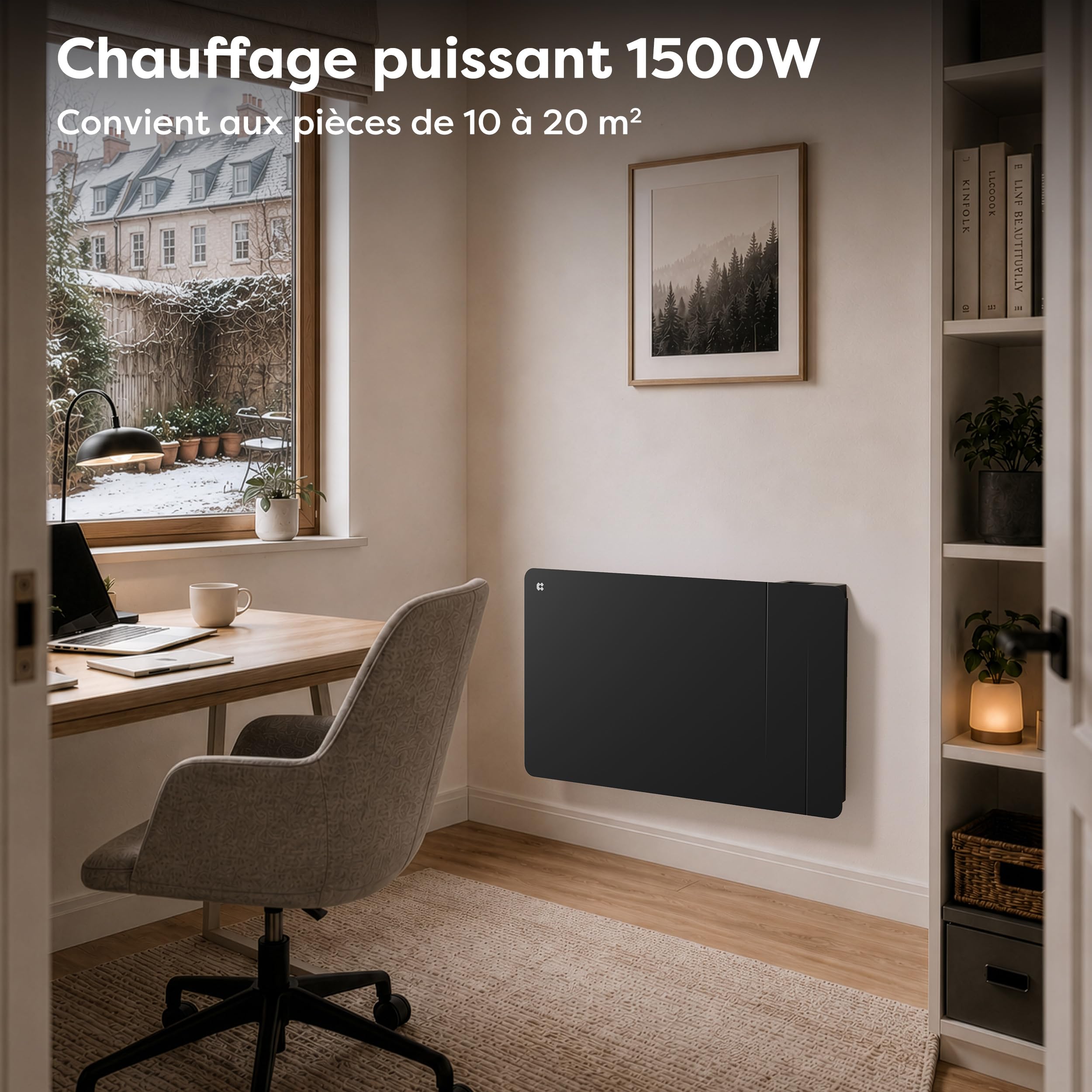 CIARRA CBHTD15A-B Radiateur à Inertie Céramique 1500W WiFi Noir