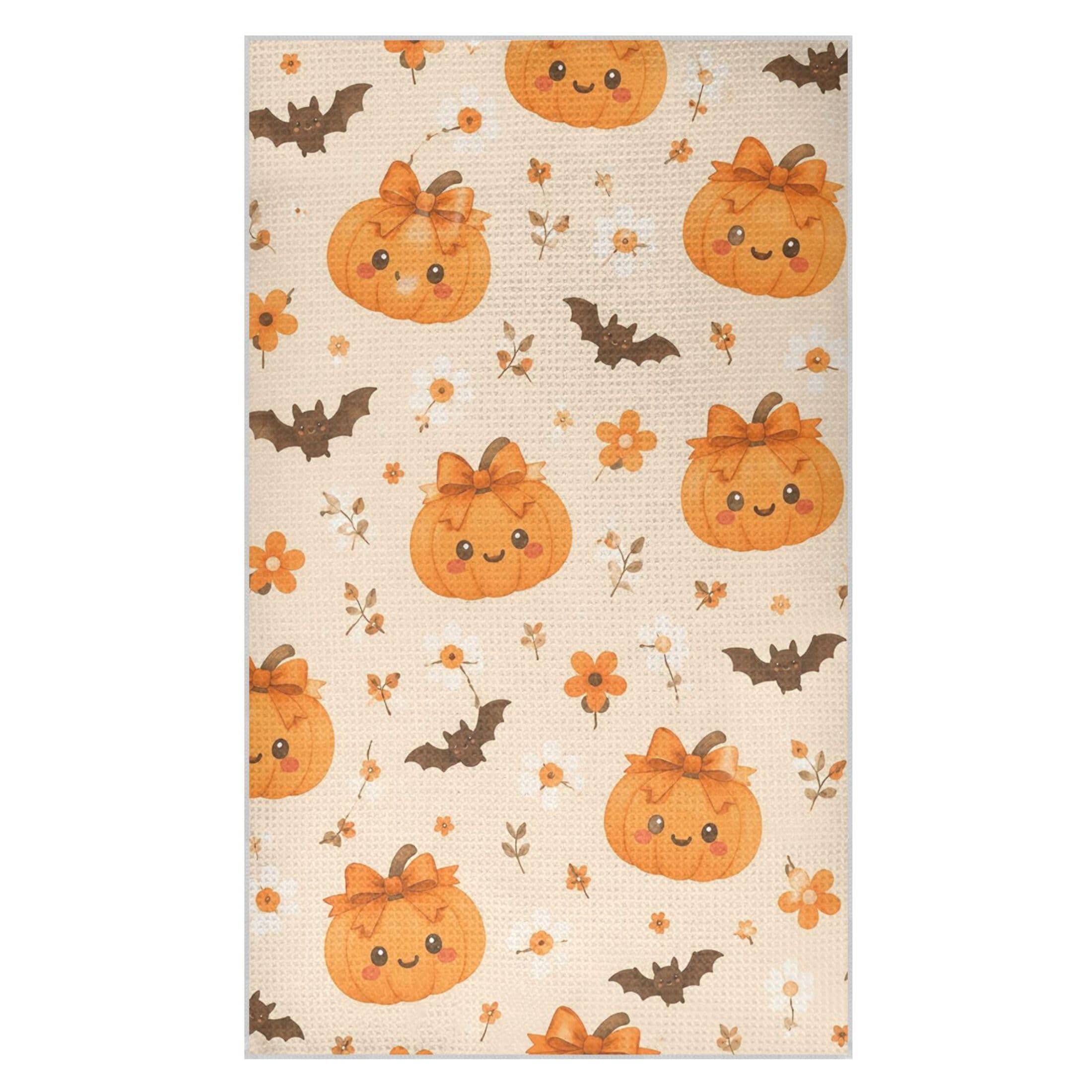 Kutsu Pumpkins Waffle Weave Kitchen Towels Absorbent Quick Drying Dish Towels for Kitchen, Decorative Tea Towel, 18x30 in