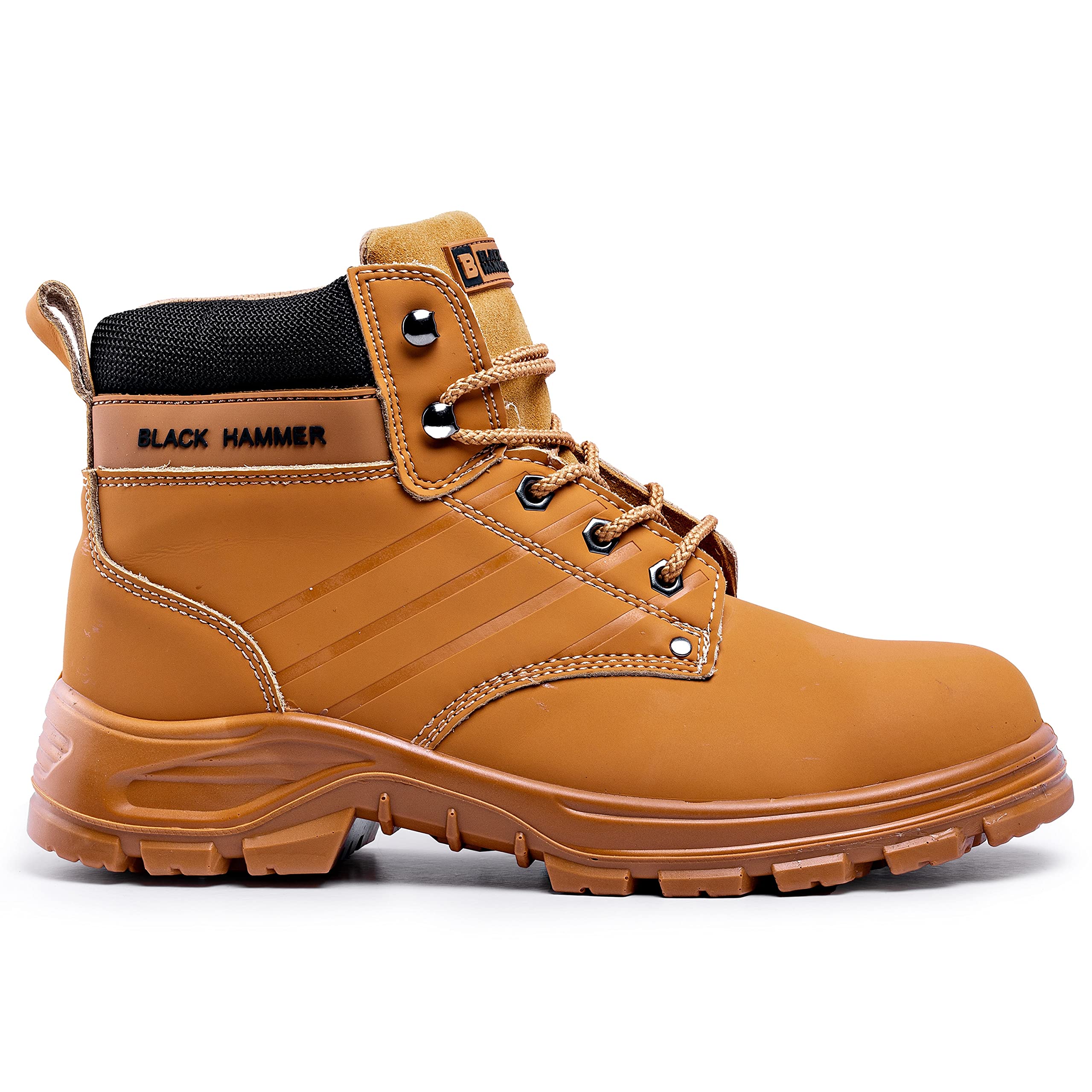 BLACK HAMMER Botas de Seguridad para Hombre Calzado de Trabajo Resistente con Protección Construcción Punta de Acero Soporte de Tobillo Piel de Ante Tacones Antideslizantes Antiestáticos 6007