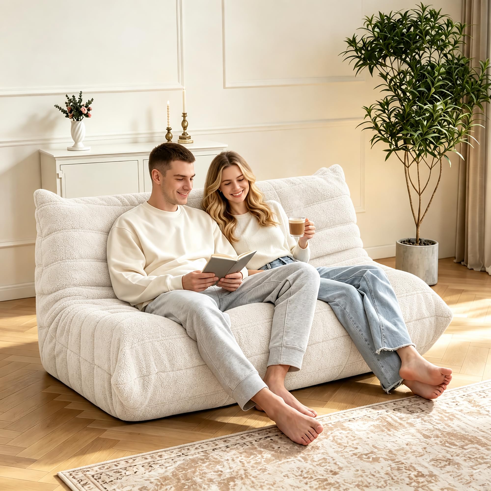 Amazon.co.jp: ボーンレス ビーンバッグチェア | Loveseat 2人掛け