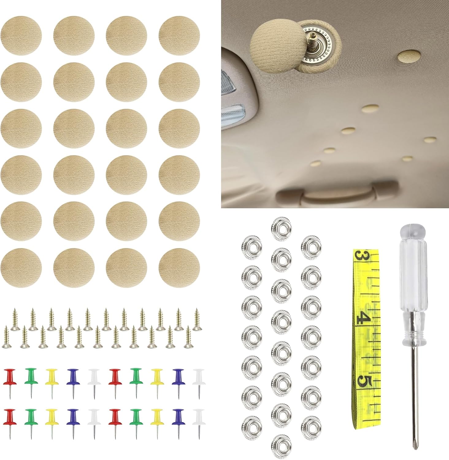 WINUERK 60Pcs Car Roof Headliner Repair Button, Auto Roof