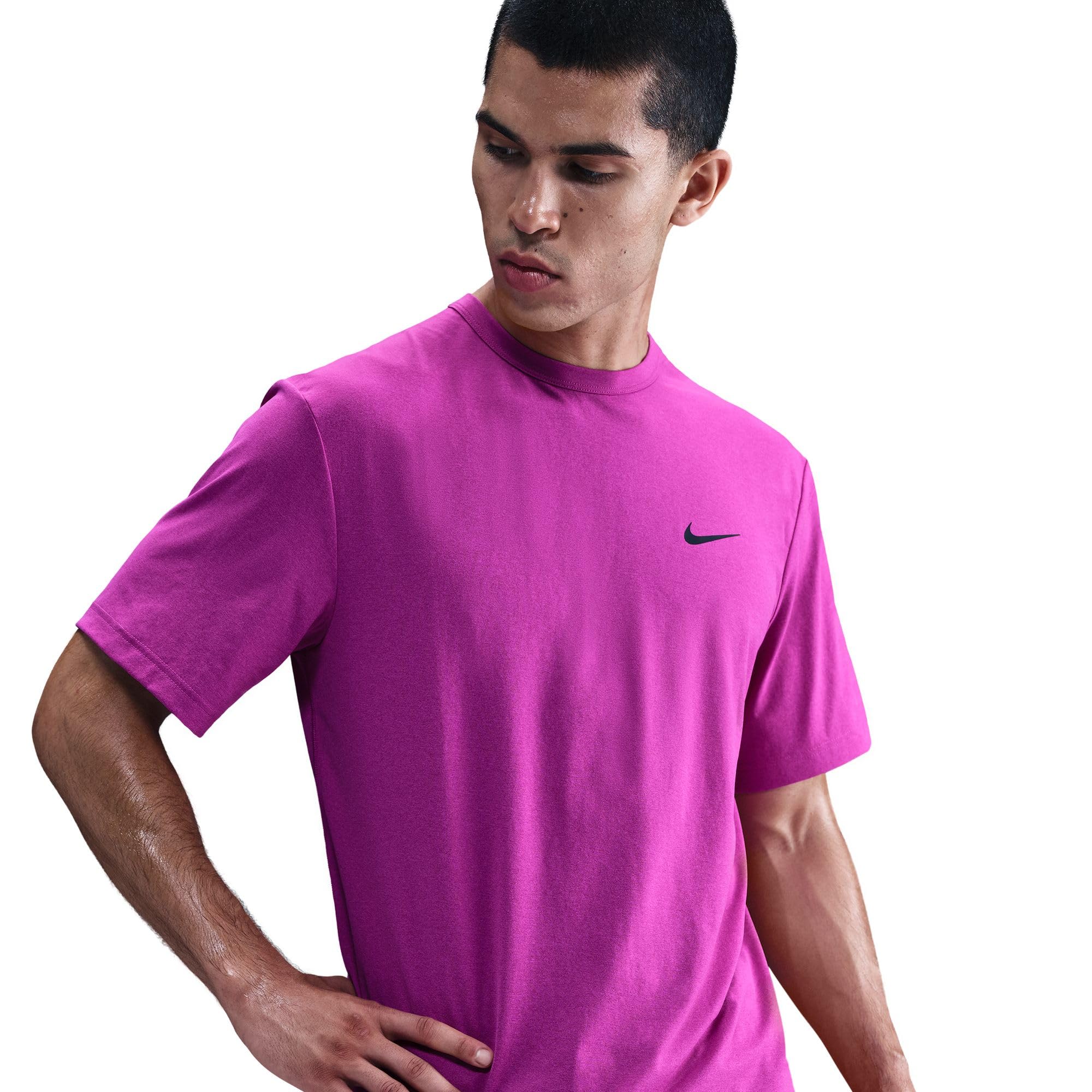 Nike Hyverse uniwersalna koszulka Nike Dri-Fit UV z krótkim rękawem dla mężczyzn, Vivid Purple/Black, DV9839-551, S