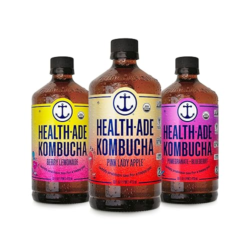 Paquete variado de té Kombucha, bebida orgánica con probióticos vivos, ácidos desintoxicantes, apoya la salud intestinal, sin OMG, vegano, sin gluten