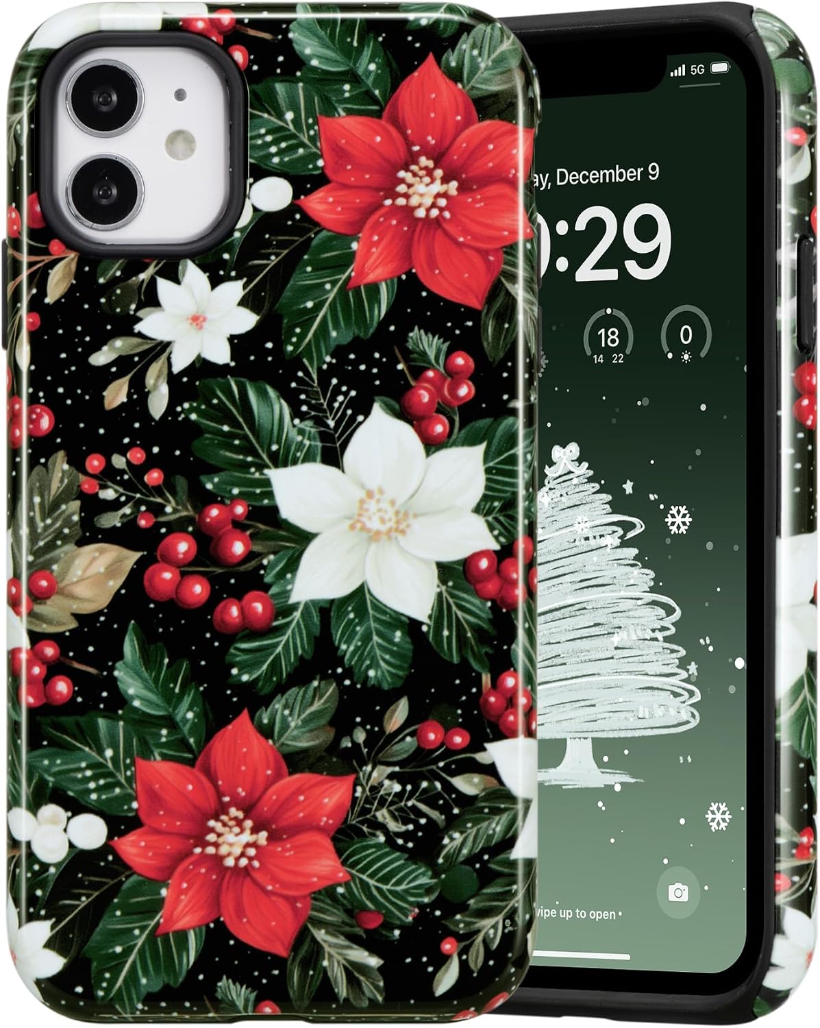 DEFBSC for iPhone 11 Case Cute Tree Flower Print Aesthetic | Trendy Pattern for Women Girls, Slim Durable Shockproof Bumper, Green Tree