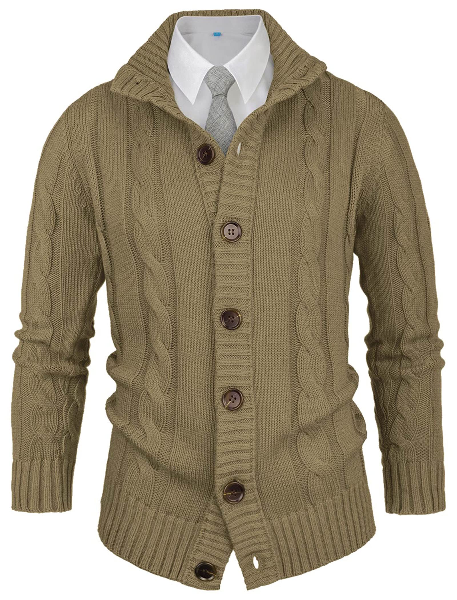 NITAGUT Cardigans para hombre slim invierno casual cárdigans hombre suéter de punto manga larga cálido