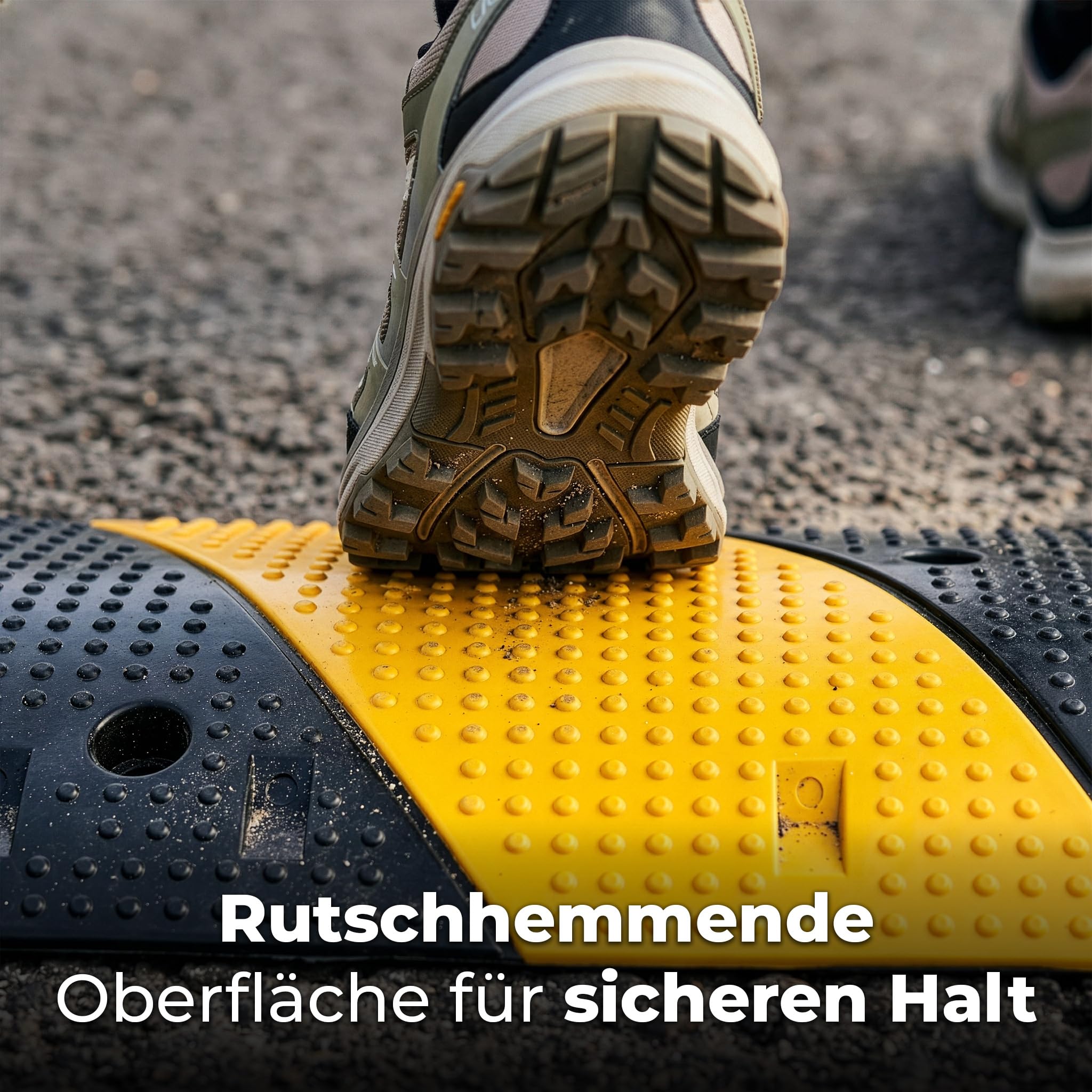 KARAT Gummi Bodenschwelle Hochwertige Fahrbahnschwelle für Effektive Geschwindigkeitsbegrenzung Temposchwelle Schwarz-Gelb 100 x 30 x 5 cm Pico