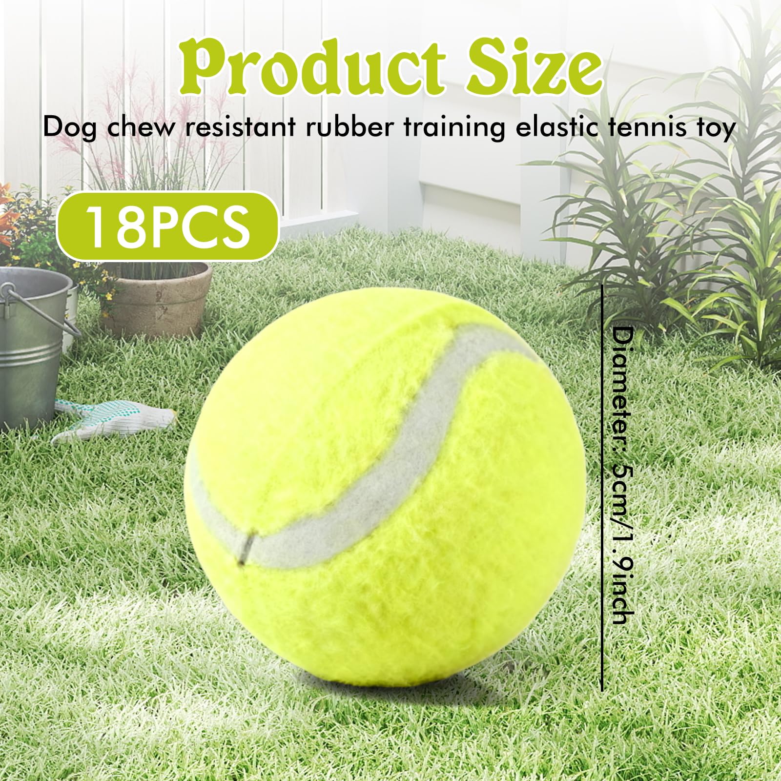 18 palline da tennis, per il tempo libero, palline da tennis, per cani da tennis, 5 cm, mini palline da tennis, palline da tennis per principianti, per allenamento, giochi, lezioni di tennis, macchine
