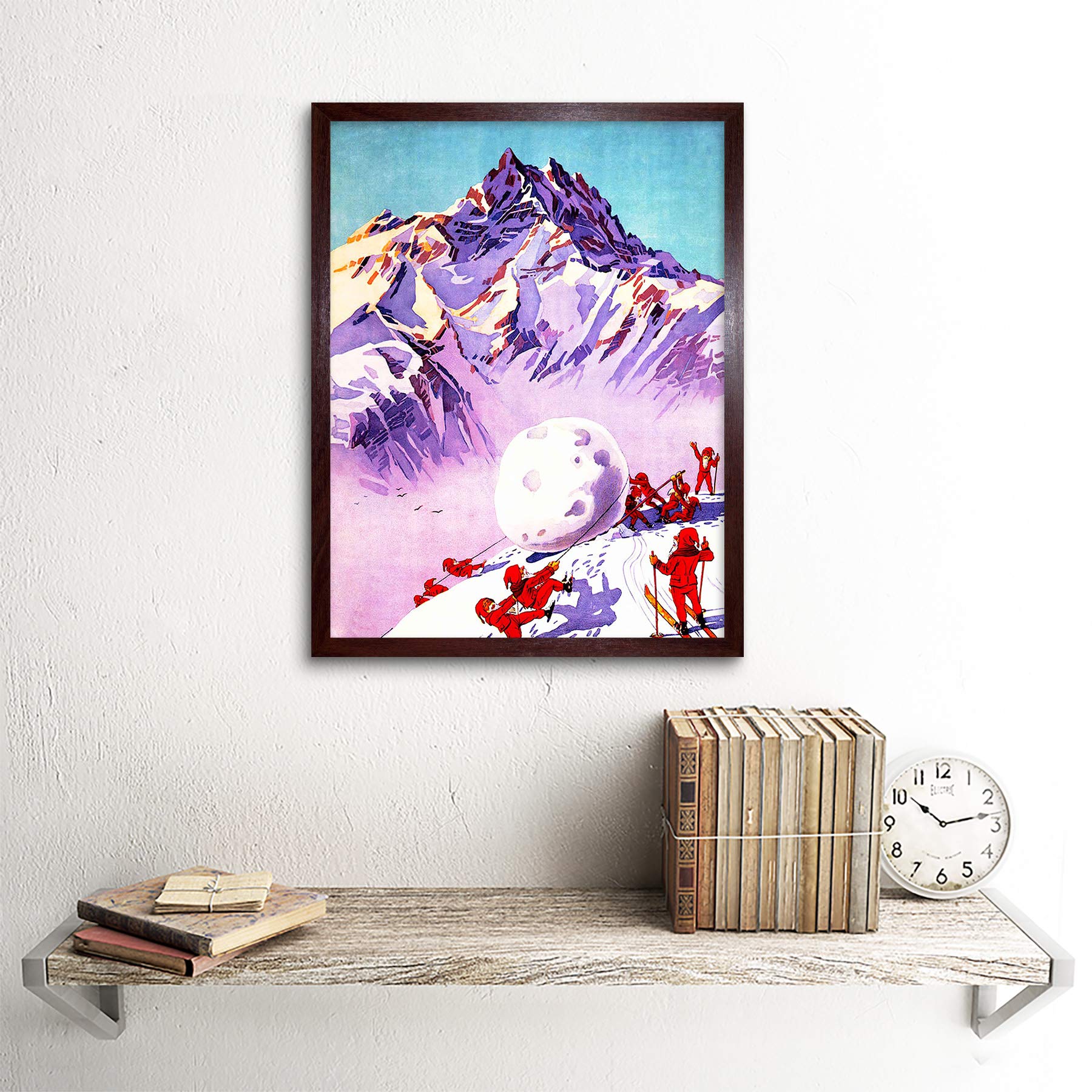 Amazon｜Painting Illustration Winter Scene Snowball Elves Mountain