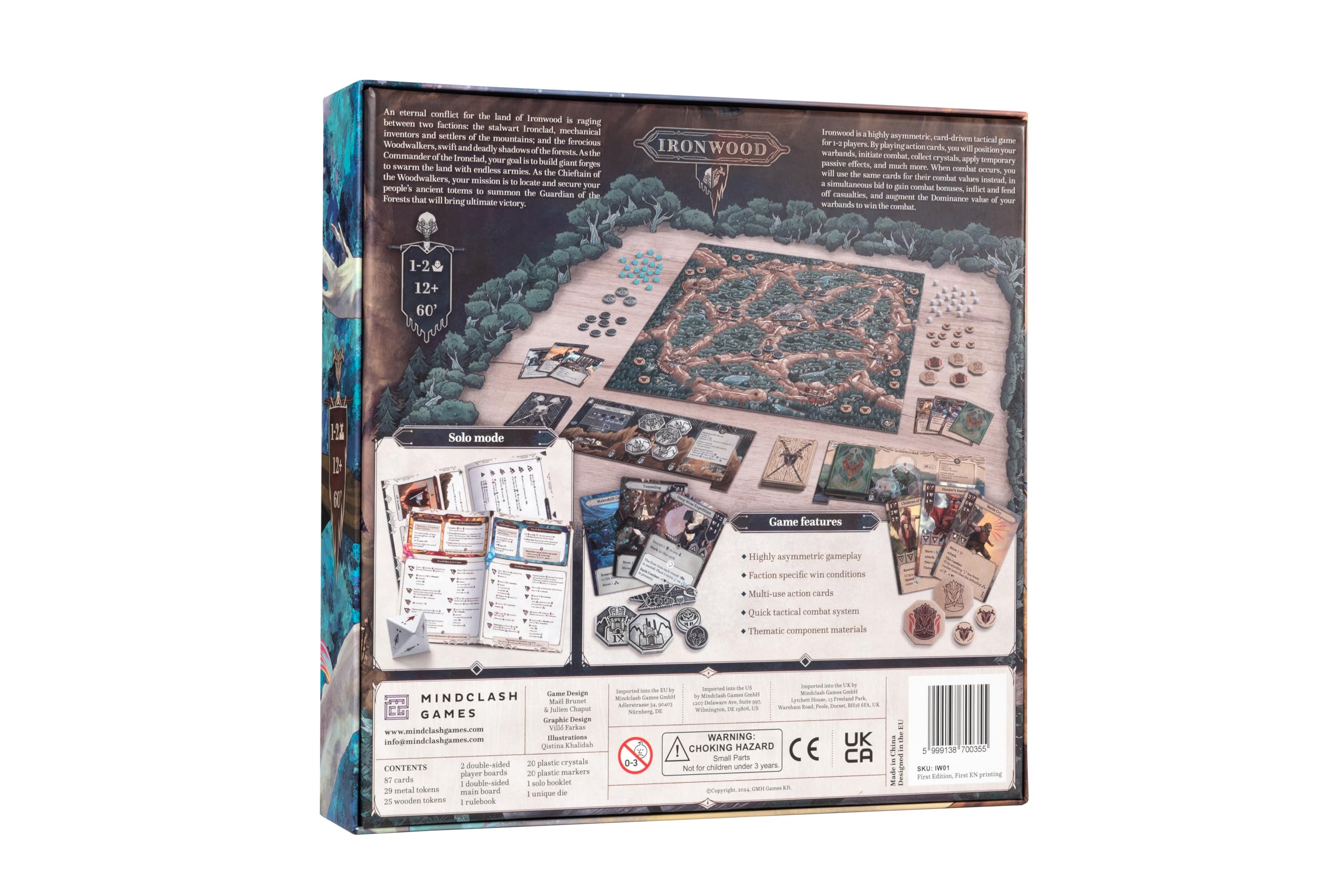 Mindclash Games Ironwood - Juego de cartas táctico asimétrico para 1-2 jugadores | Estrategias específicas de facción y cartas de acción multiusos | Guerra de fantasía altamente competitiva