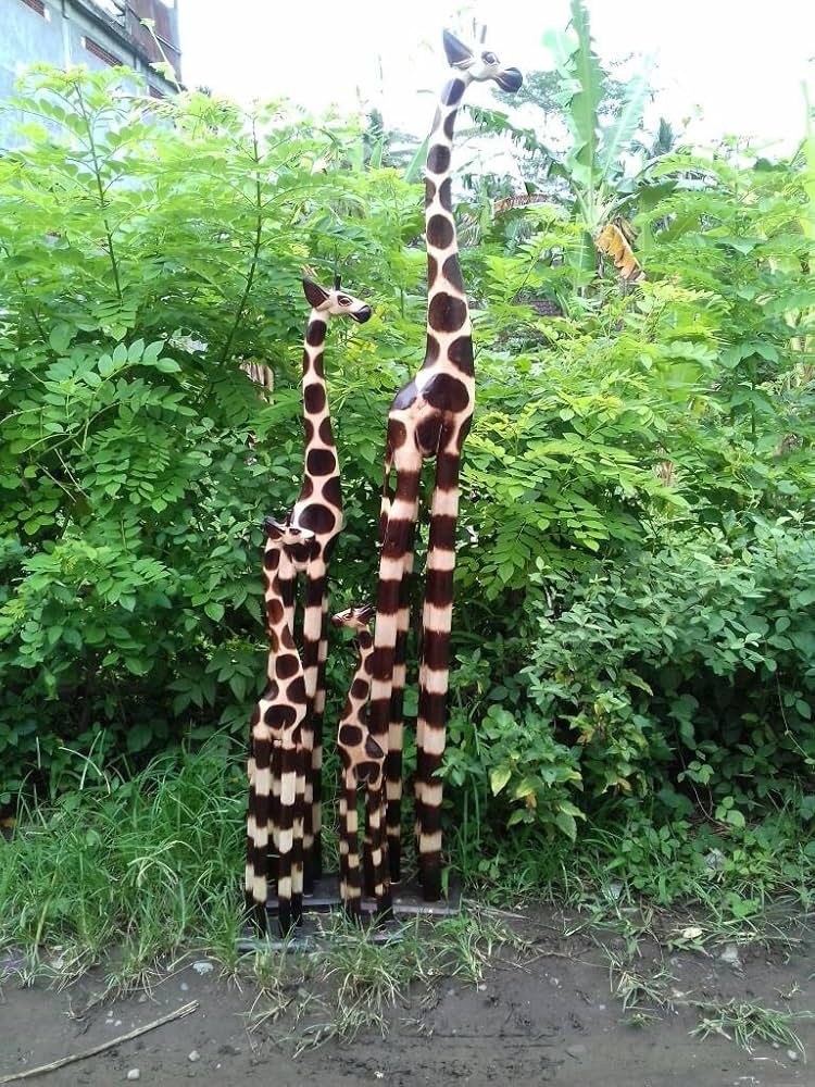 Wooden Giraffe Statue Set 100cm 80cm 60cm Giraffe Carving