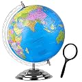 Zest 4 Toyz Educational Globe - 12 Inch Height Metal Base World Globe for Kids STEM STEAM Educational Globes with Magnif