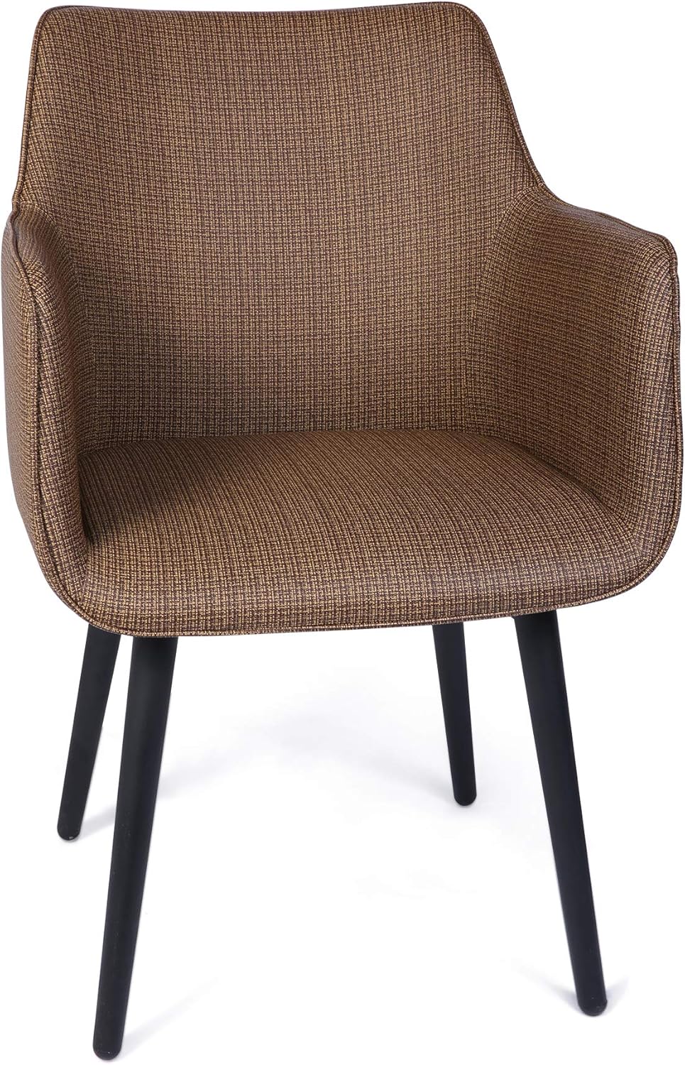 LUCKYERMORE Mid Century Modern Leather Dining Chair,Office Reception Waiting Room Guest Chair Upholstered Accent Chair with Arms, Vinyl Seat Heavy Duty,Living Room Club Coffee/Brown