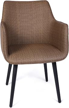 LUCKYERMORE Mid Century Modern Leather Dining Chair,Office Reception Waiting Room Guest Chair Upholstered Accent Chair with Arms, Vinyl Seat Heavy Duty,Living Room Club Coffee/Brown