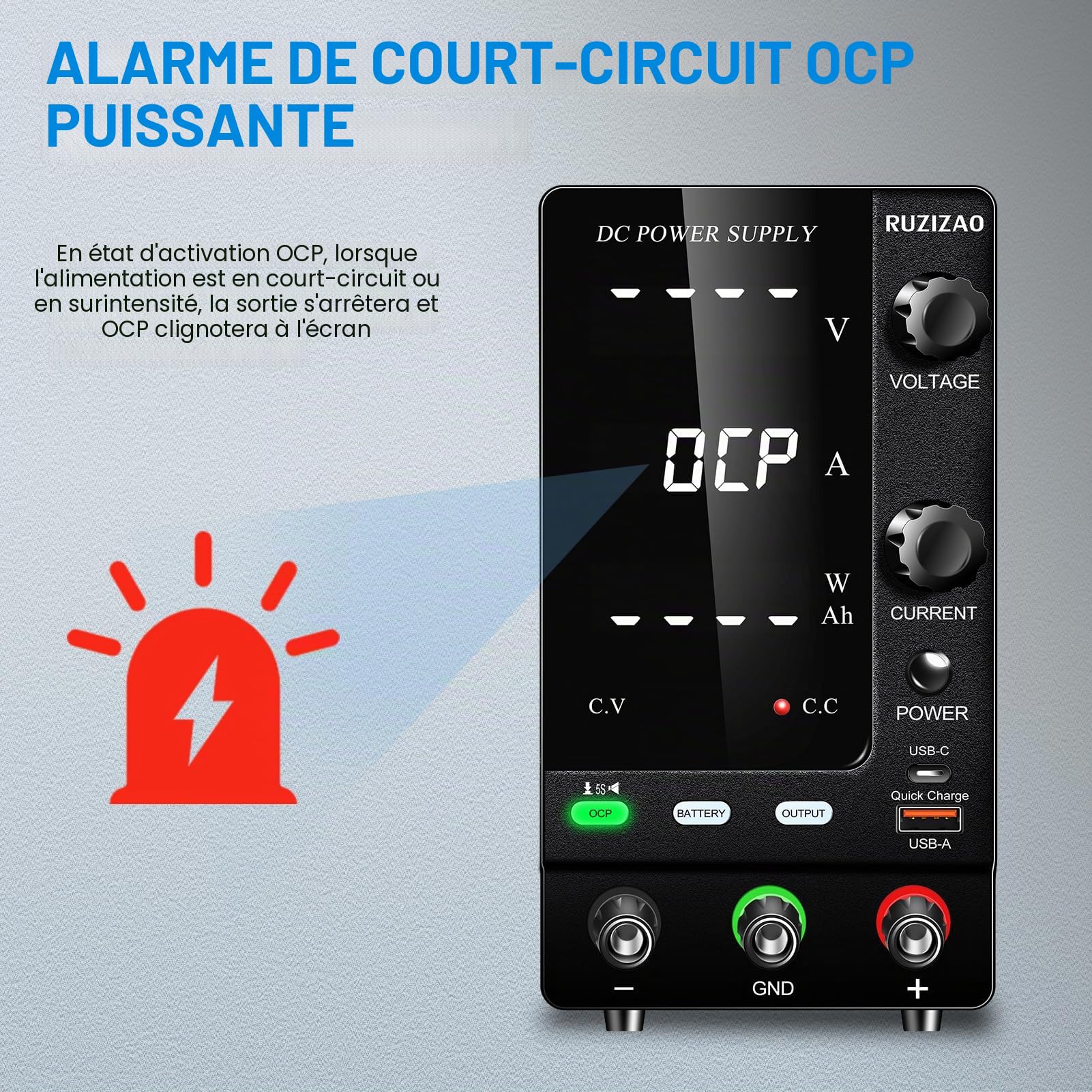 Alimentation Rechargeable 30V 10A 300W, Compatible avec le Chargement de Batteries Automobiles, adaptée au Chargement de Batteries au plomb-acide de Lithium-ion de 2V à 28V