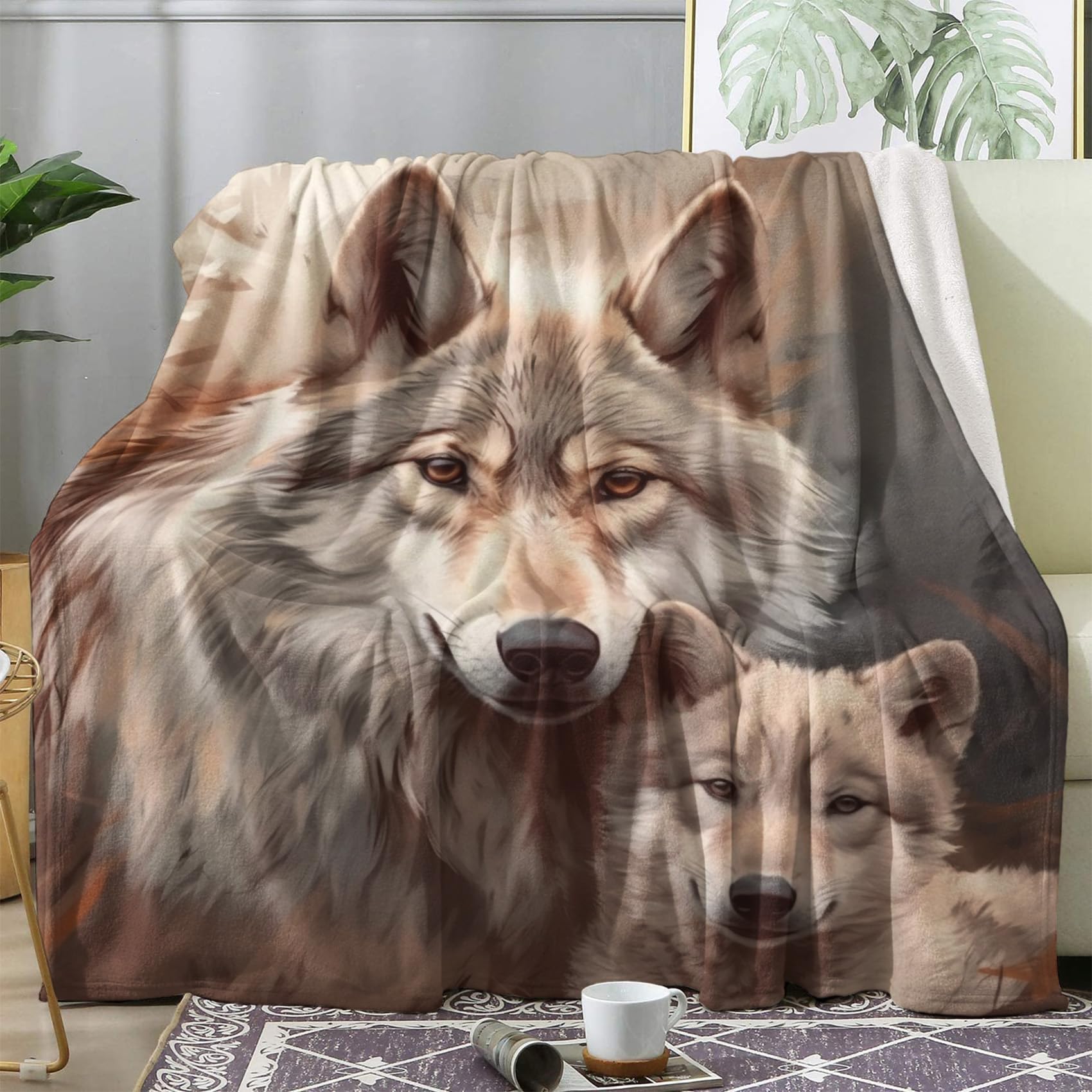 ZDABAOEC Wolf Throw Blanket, Fleece Blanket for Bed Sofa Couch, Super Soft Fluffy Flannel Blankets and Throws, Double Size 150x200 cm