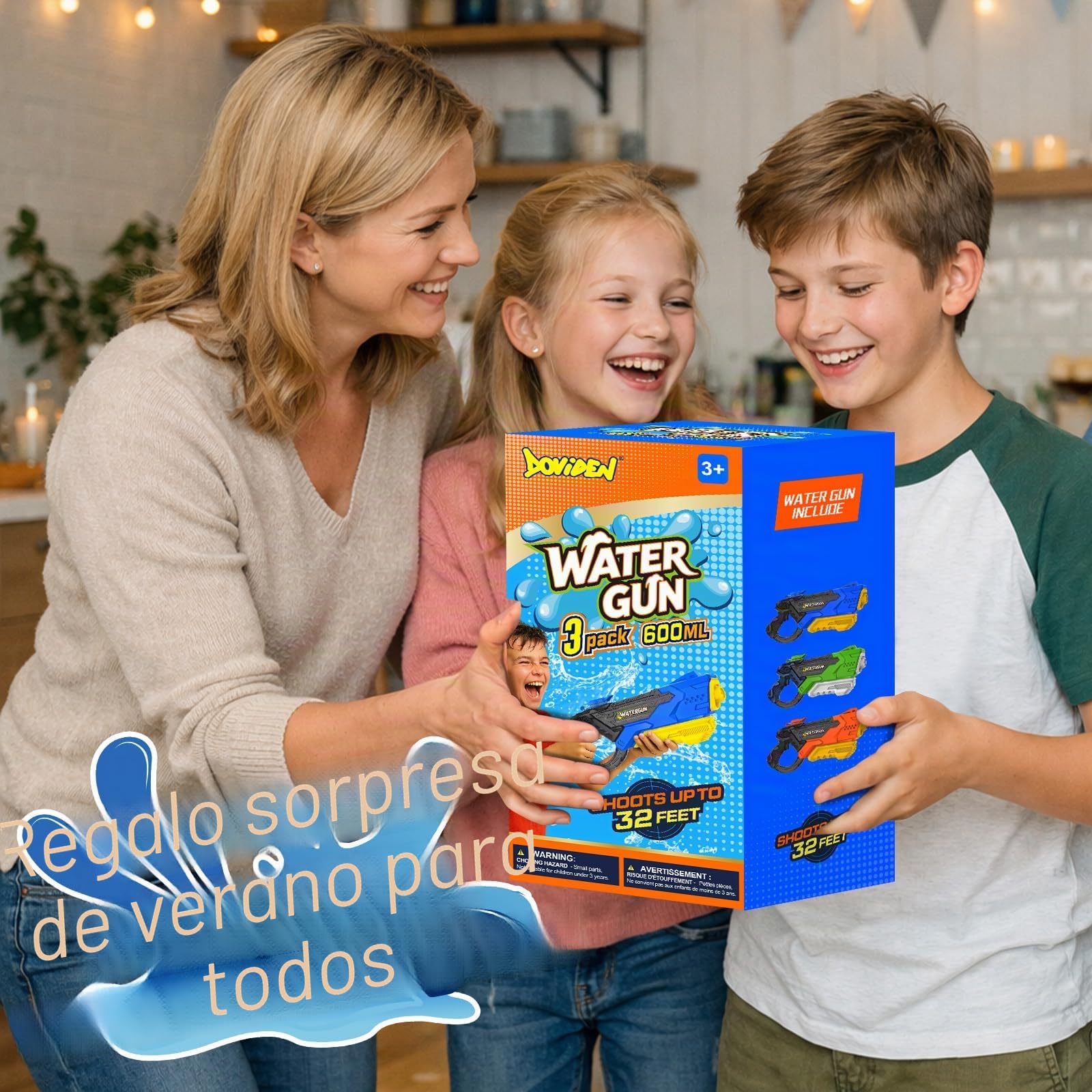 Pistola de Agua Doviden para niños – Alcance de 10 m, Pistolas de Agua de 600 ml con Bomba, súper Pistola de Agua para Adultos, Juguete de Agua para Piscina al Aire Libre, Playa y jardín para niños